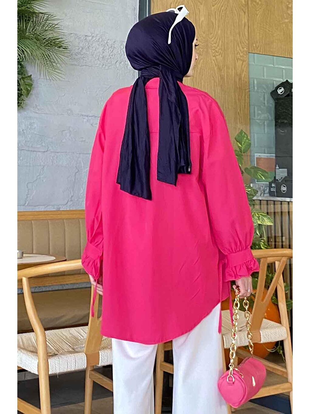 Flores Fırfırlı Tunik Fuşya-3