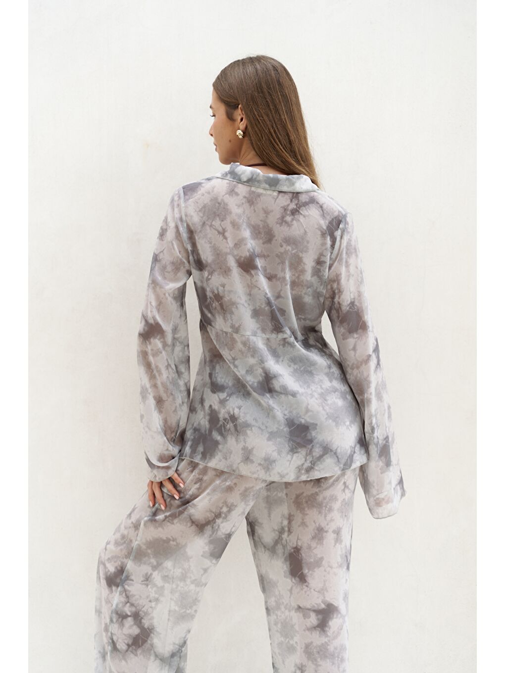 Saifudin Bağcık Detaylı Gri Gömlek Pantolon Takım-4