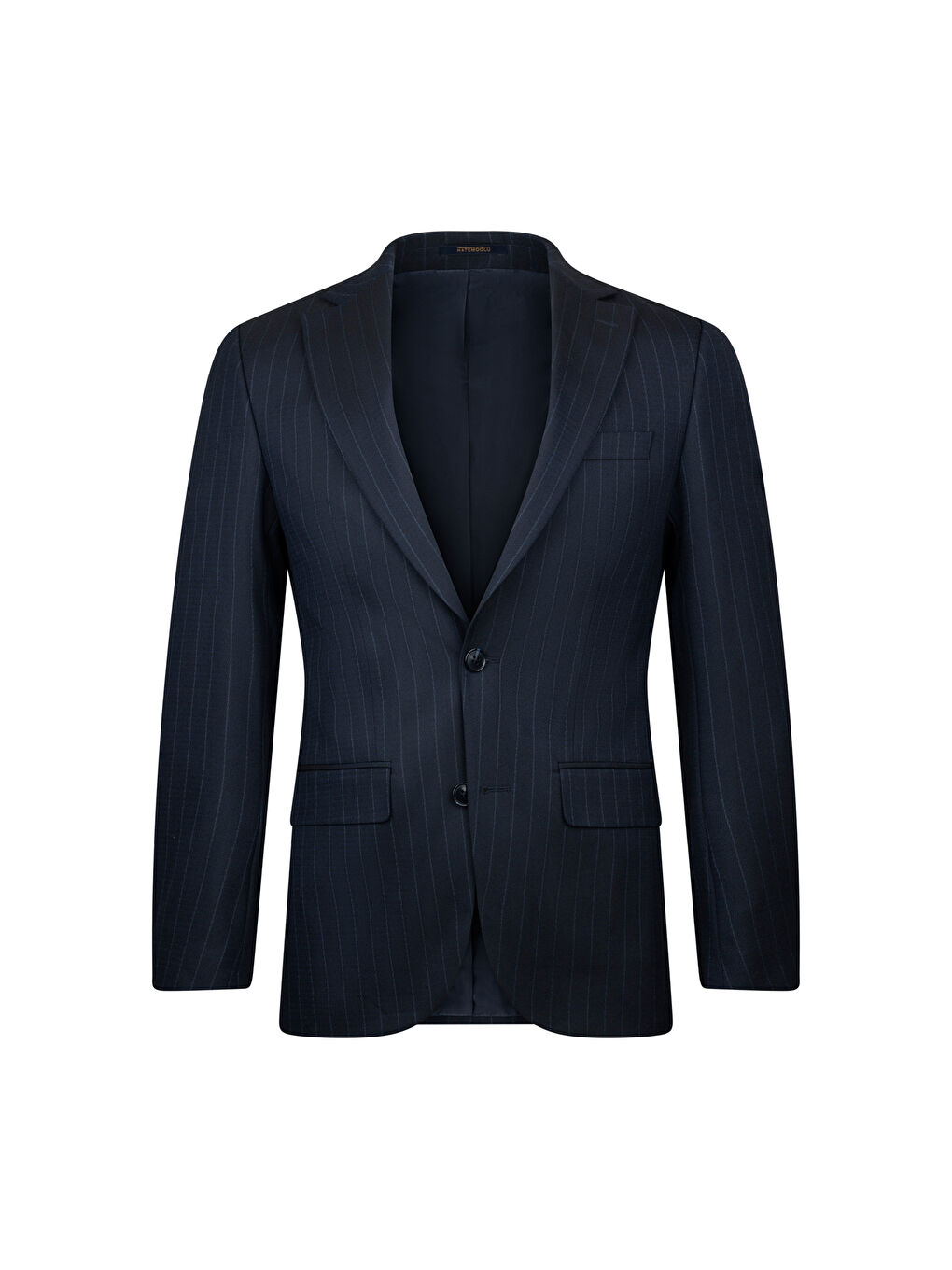 Lacivert Slim Fit Çizgili Mono Yaka Klasik Takım Elbise-1