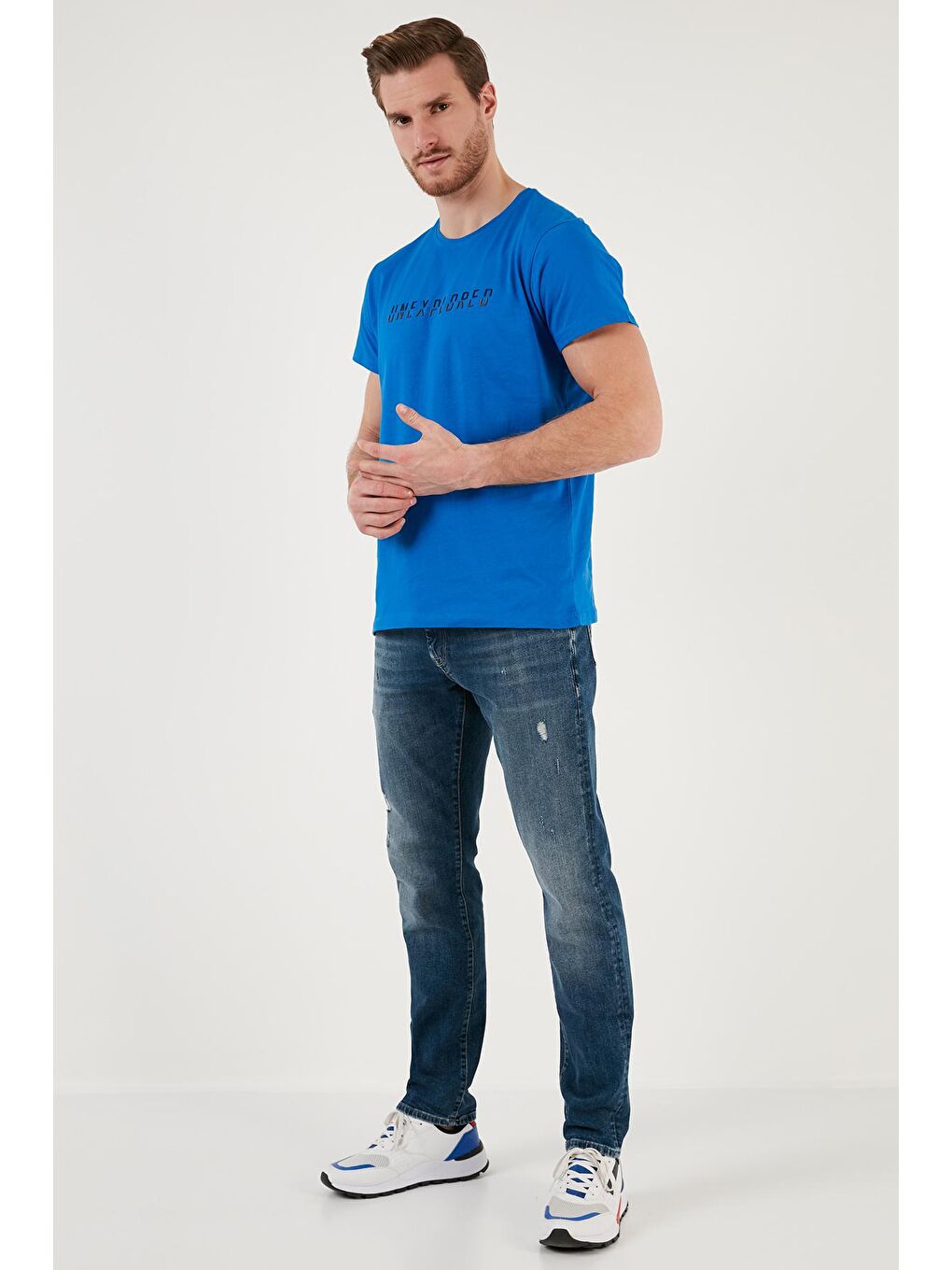 Buratti Mavi Bisiklet Yaka % 100 Pamuklu Slim Fit T Shirt 541UNEXPLORED24 - 2