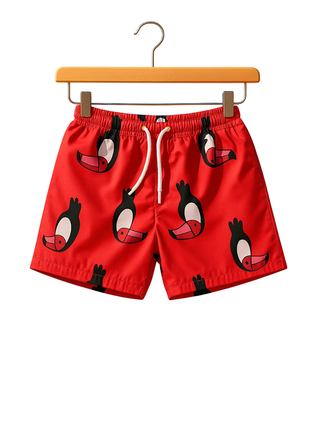 Kırmızı Paraşüt Kumaş Su Tutmayan Erkek Çocuk Deniz Şortu