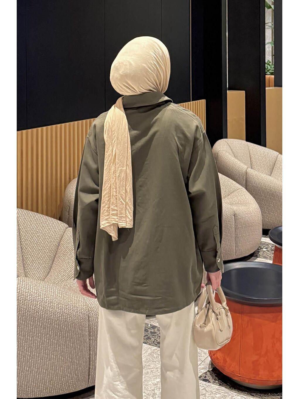 Ekose Garnili Ceket Haki-3