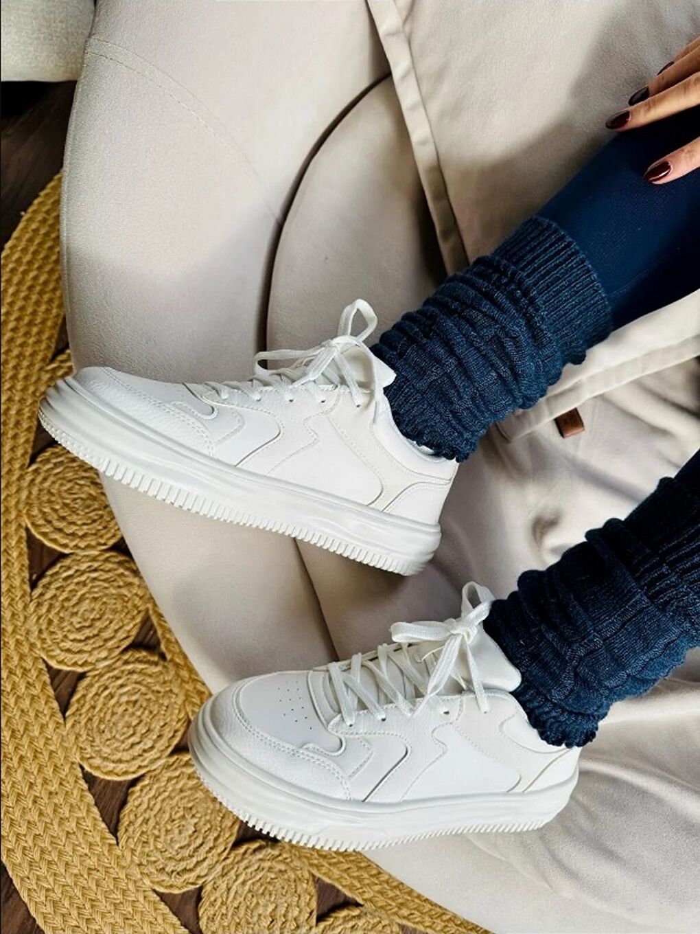 Kadın Beyaz Renk Ortopedik Günlük Rahat Kalıp Sneakers Ve Spor Ayakkabı Taban 4 Cm-1