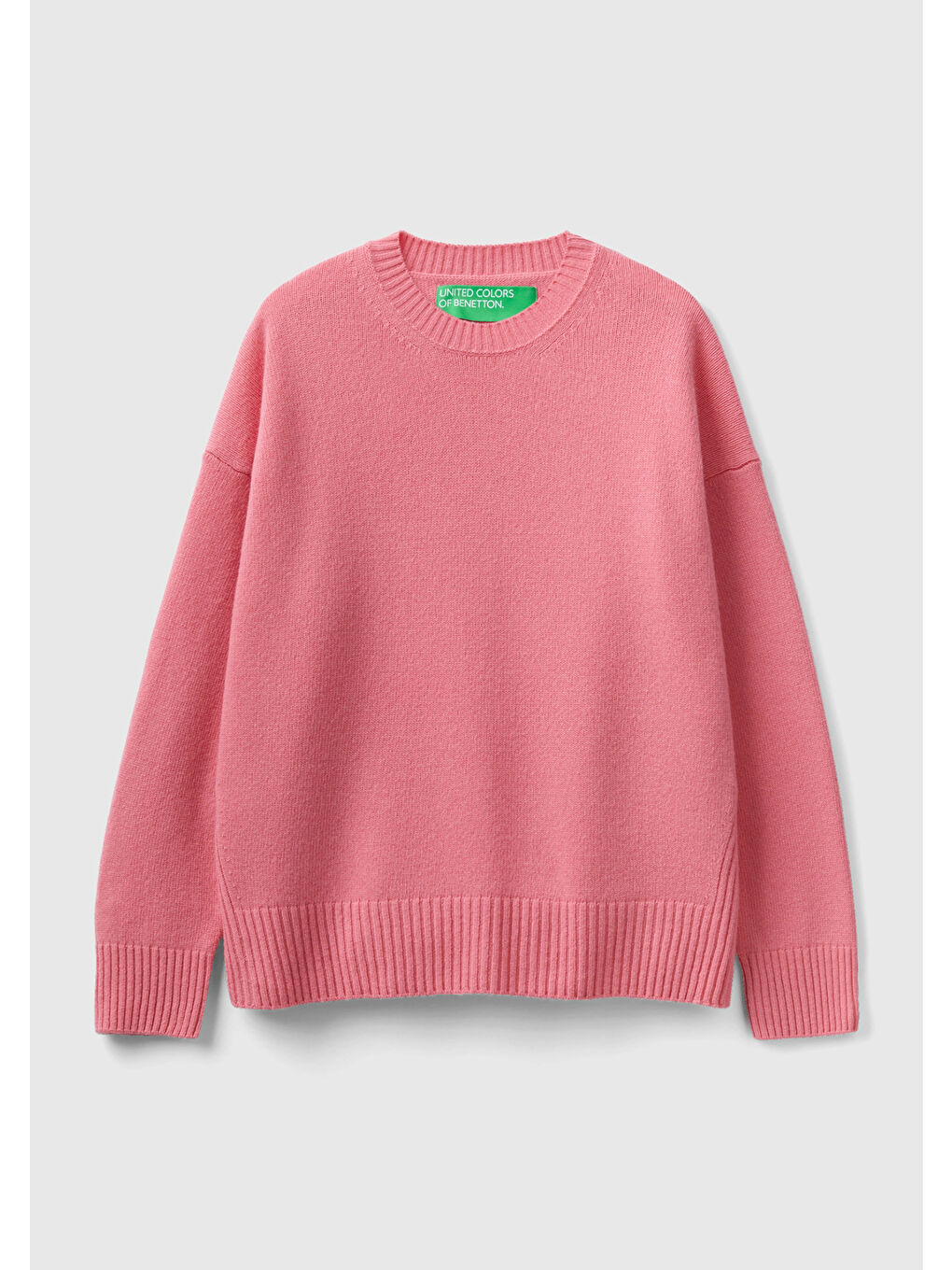 Pembe Kadın Gül Kurusu Yün Karışımlı Boxy Fit Kazak-1