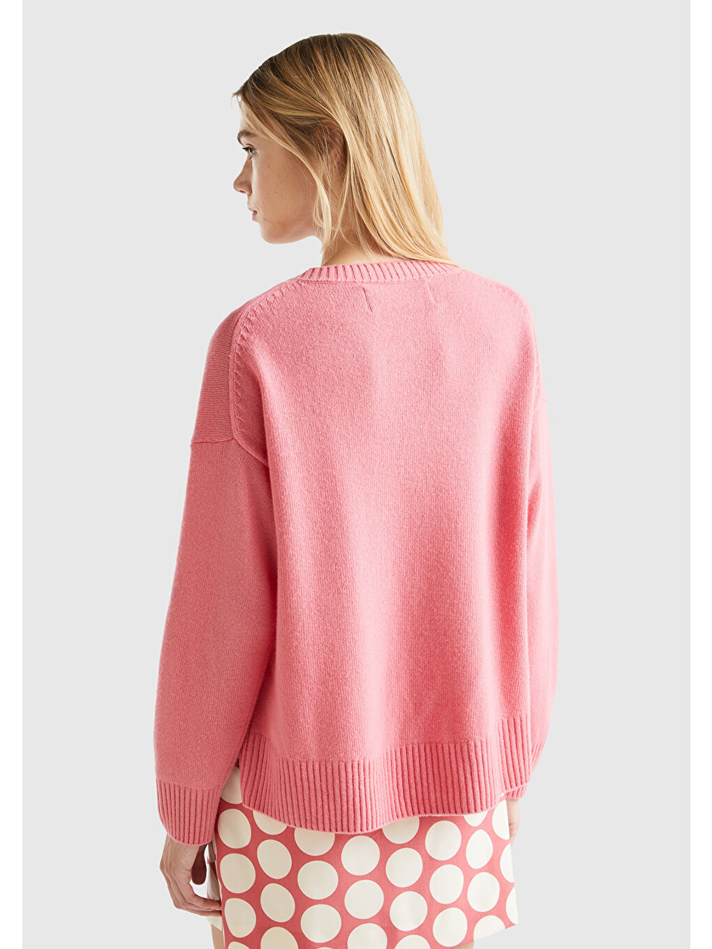 Pembe Kadın Gül Kurusu Yün Karışımlı Boxy Fit Kazak-2