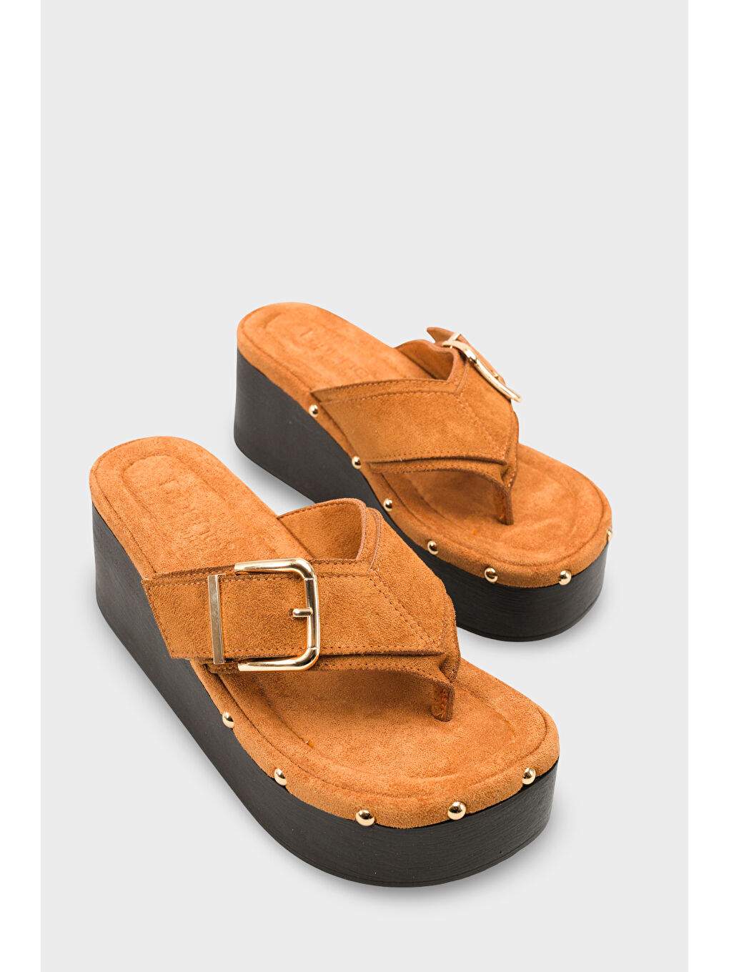 Kahverengi Kristi Dolgu Topuk Parmak Arası Kadın Terlik-1