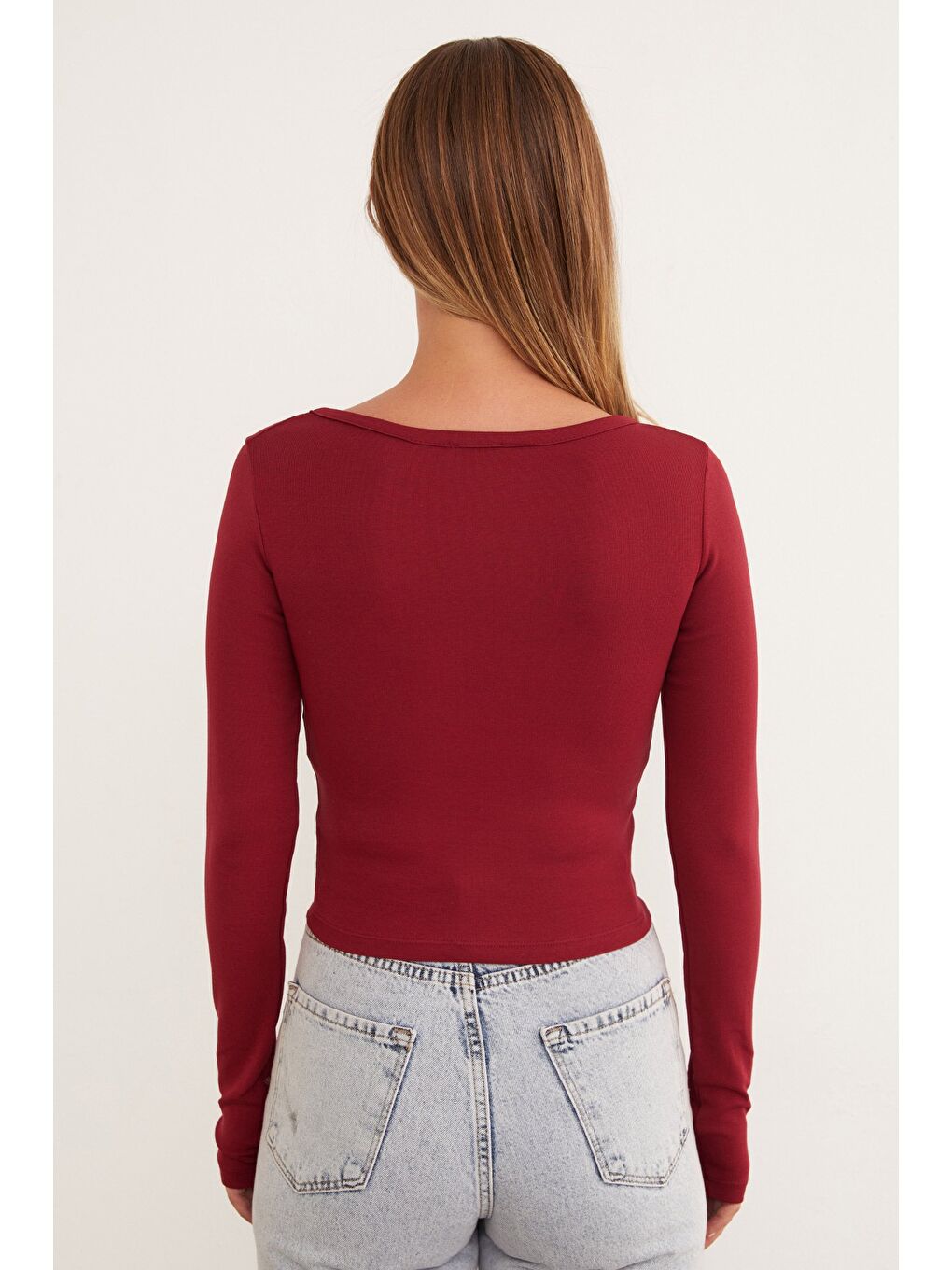 Bordo Basic U Yaka Modal Bluz-3