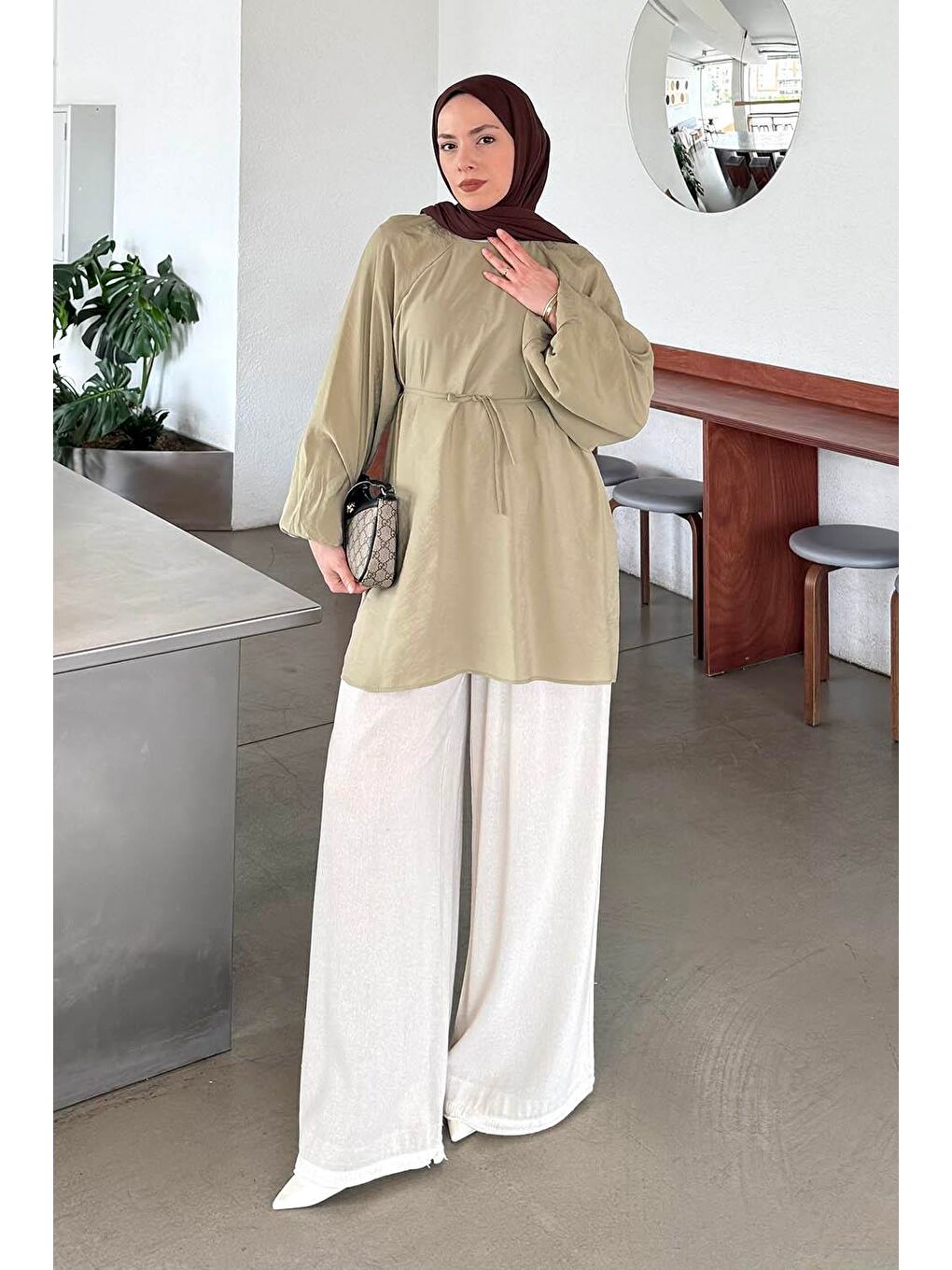 Kuşak Bağlamalı Tunik Haki