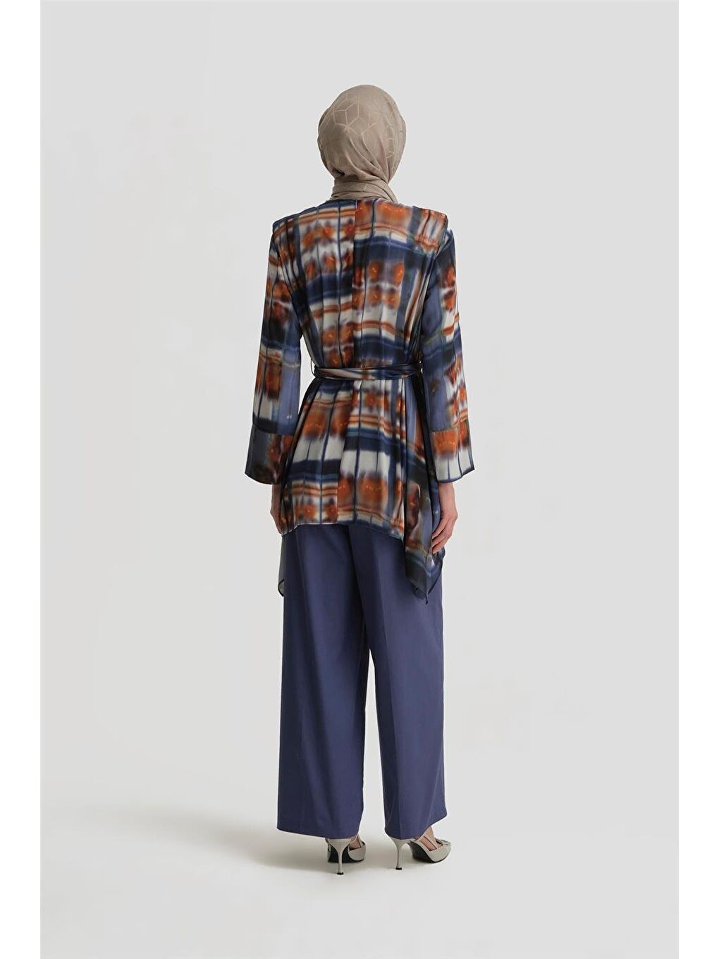 Mavi Asimetrik Vatkalı Tunik 25Y4602 Puslu Mor-4