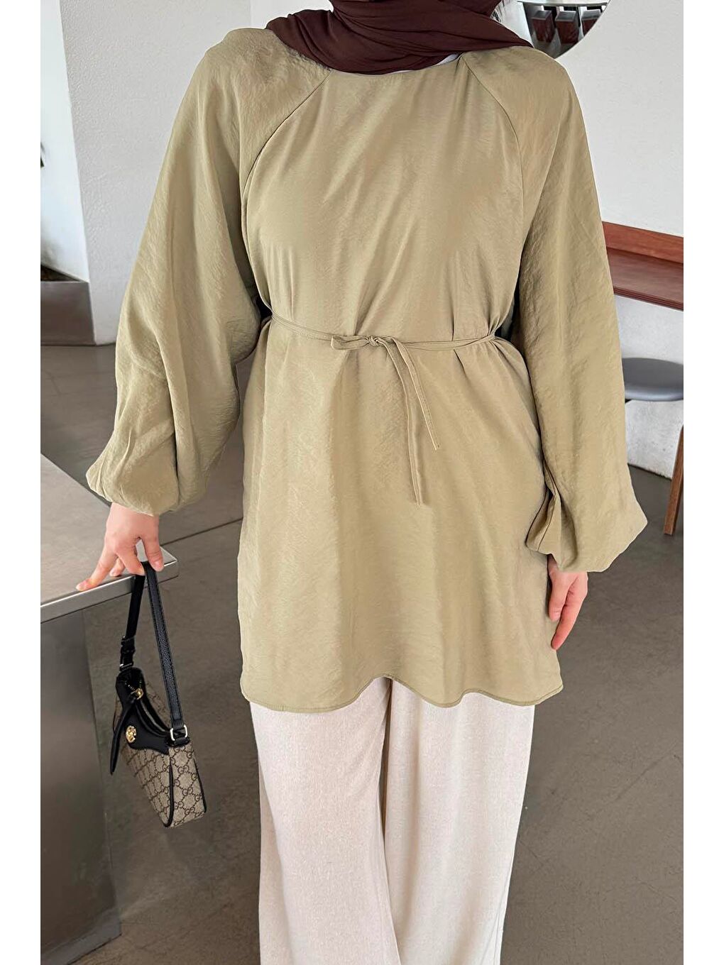 Kuşak Bağlamalı Tunik Haki-3