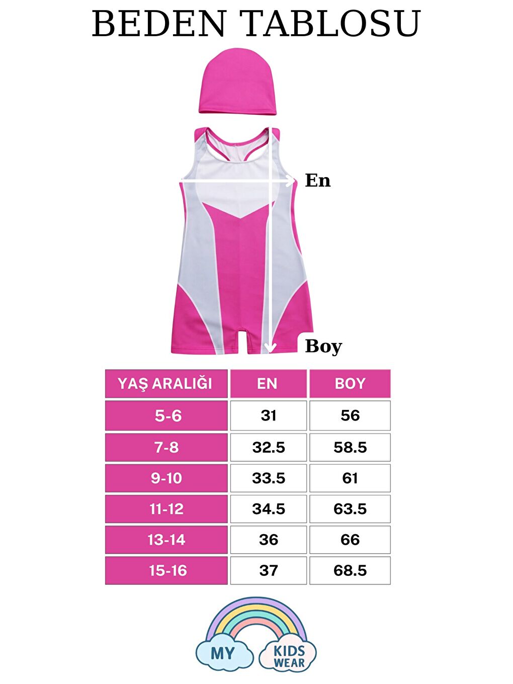 Karışık Kız Çocuk Deniz Yüzücü Mayoları 5-16 Yaş 12626-1