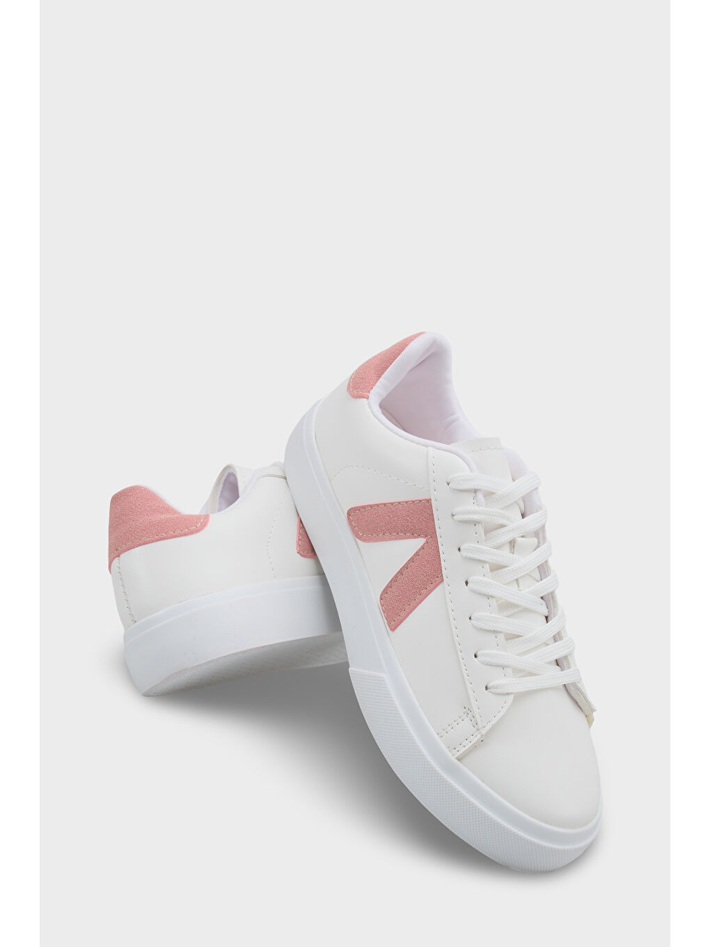 Pembe Sandra V Detaylı Bağcıklı Günlük Spor Kadın Sneaker Ayakkabı-3