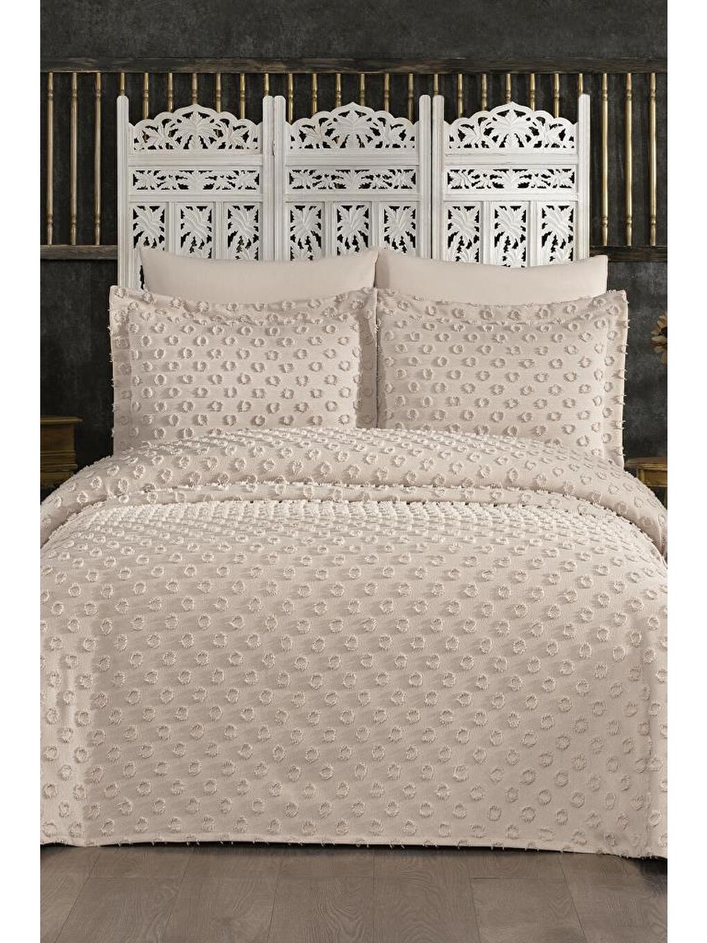 Kahverengi Çeyizdiyarı Orya 3 Parça Pike Takımı Cappucino