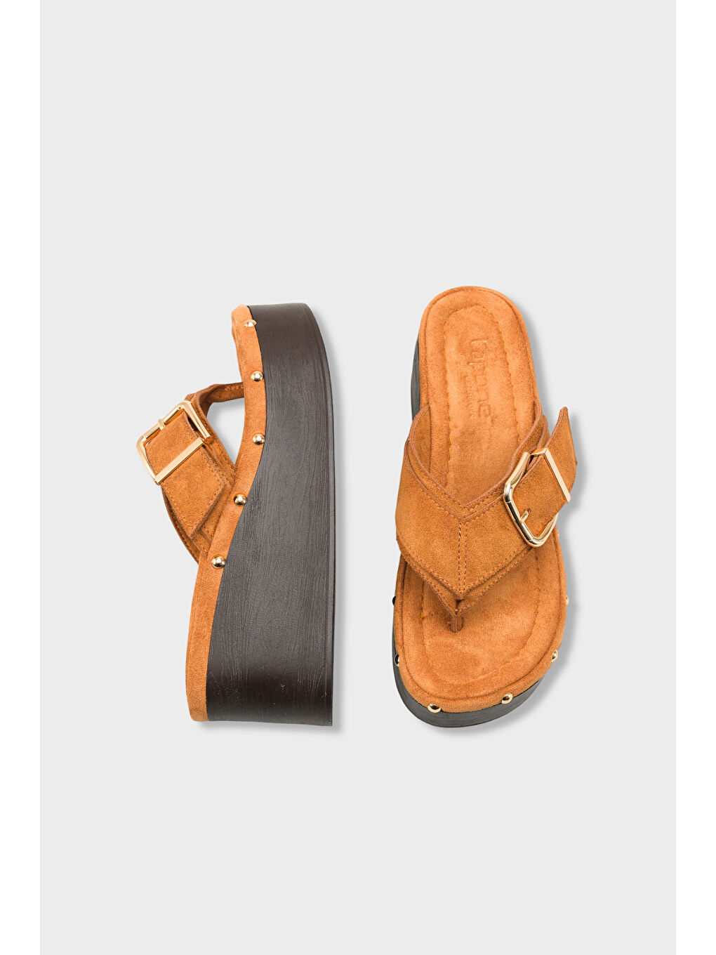 Kahverengi Kristi Dolgu Topuk Parmak Arası Kadın Terlik-4