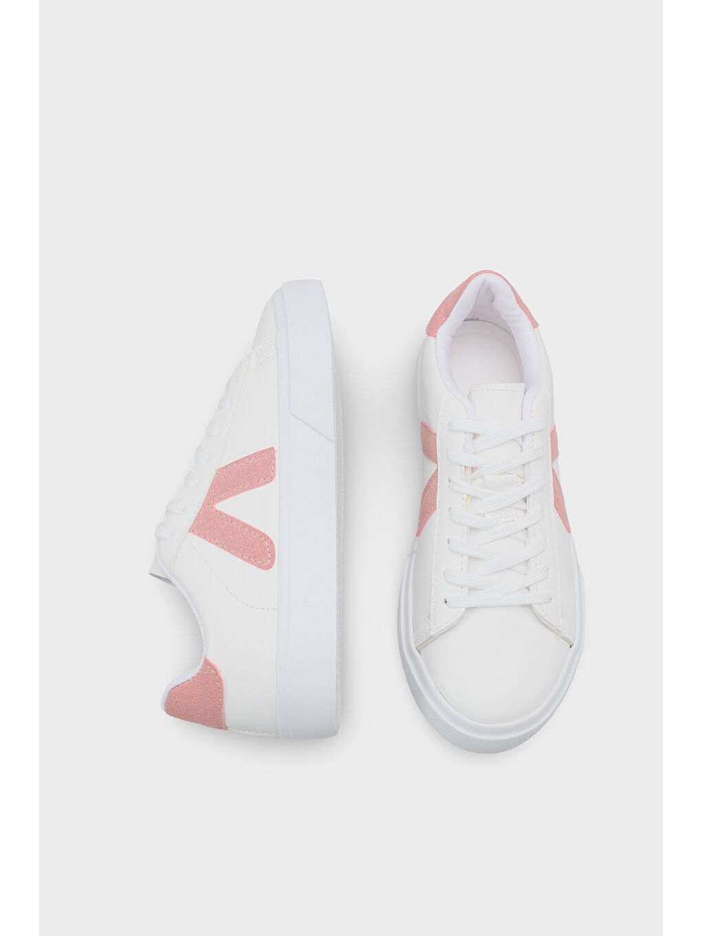 Pembe Sandra V Detaylı Bağcıklı Günlük Spor Kadın Sneaker Ayakkabı-4