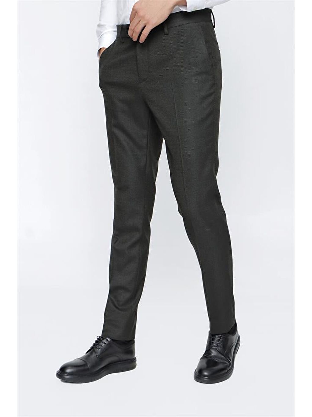 Koyu Haki Esnek Yandan Cepli Classic Slim Fit Erkek Pantolon 1003225167