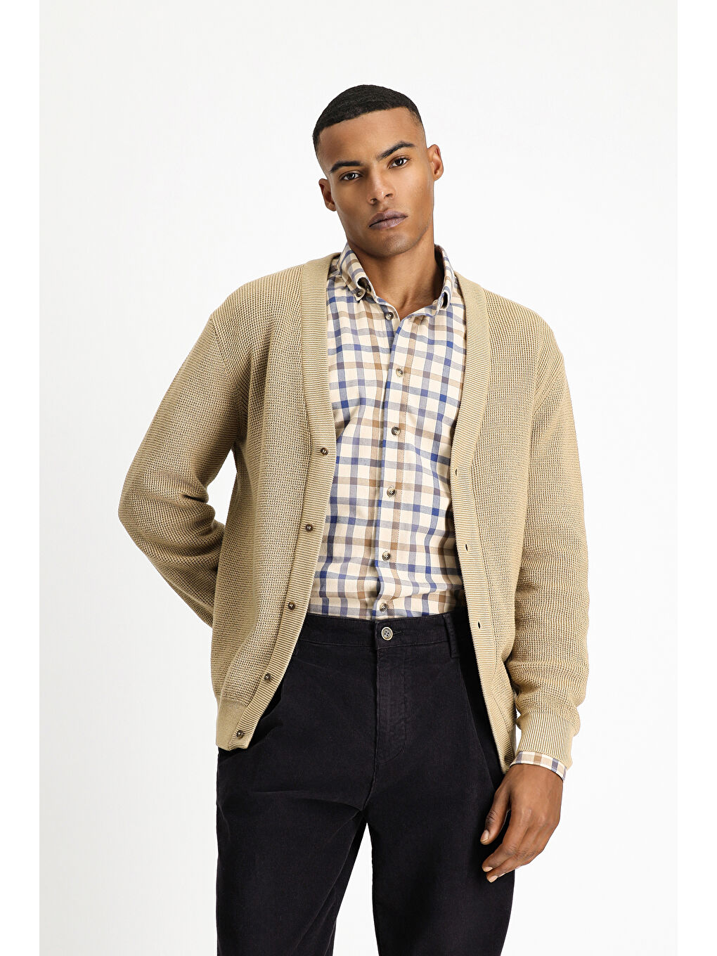 Bej Oversize Pamuklu Triko Hırka-1