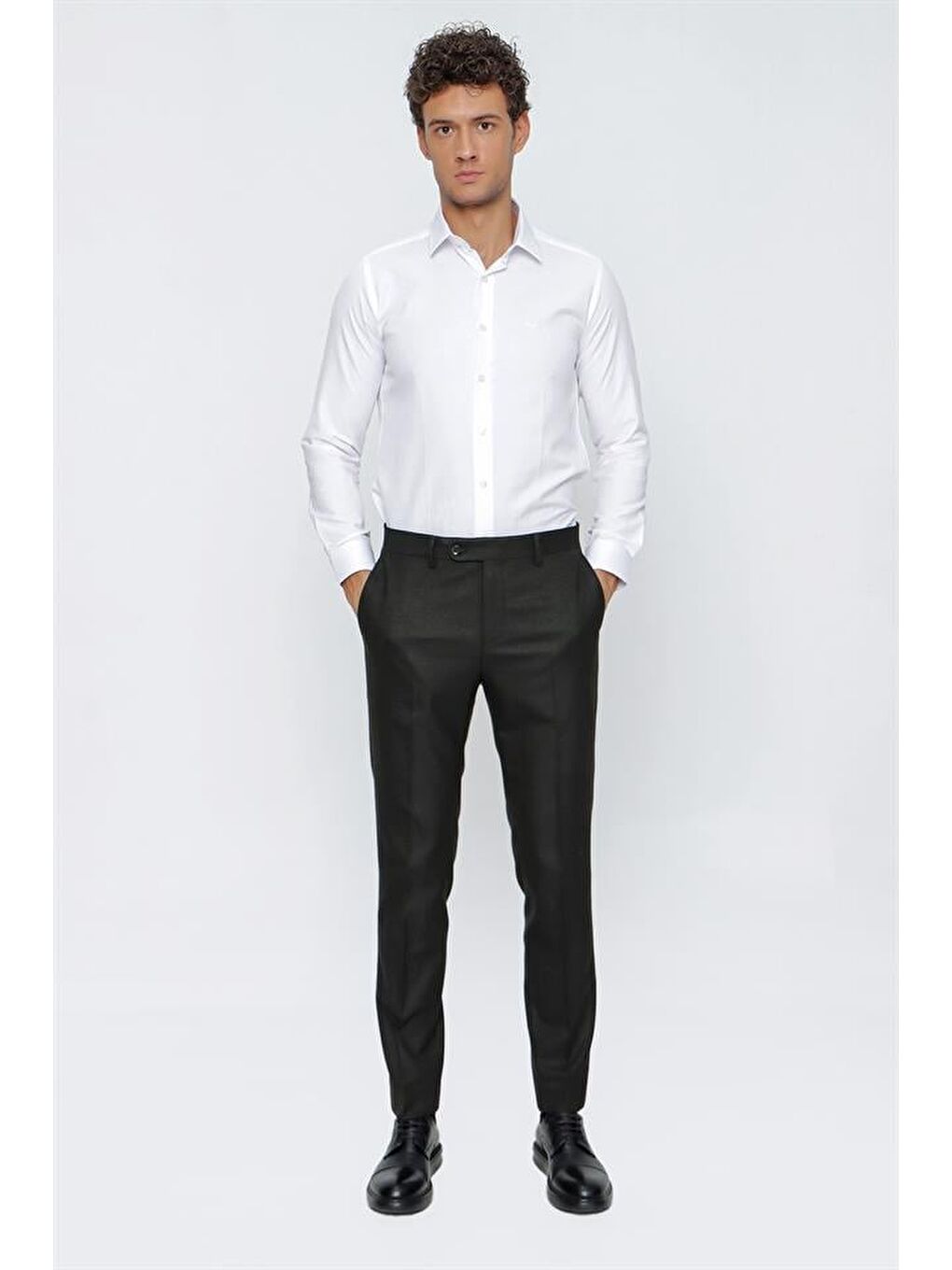 Koyu Haki Esnek Yandan Cepli Classic Slim Fit Erkek Pantolon 1003225167-1