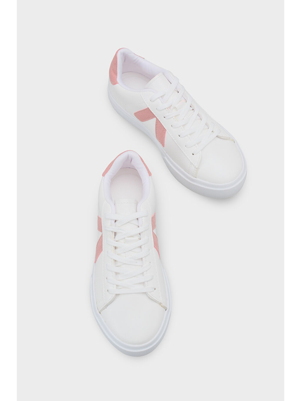 Pembe Sandra V Detaylı Bağcıklı Günlük Spor Kadın Sneaker Ayakkabı-5