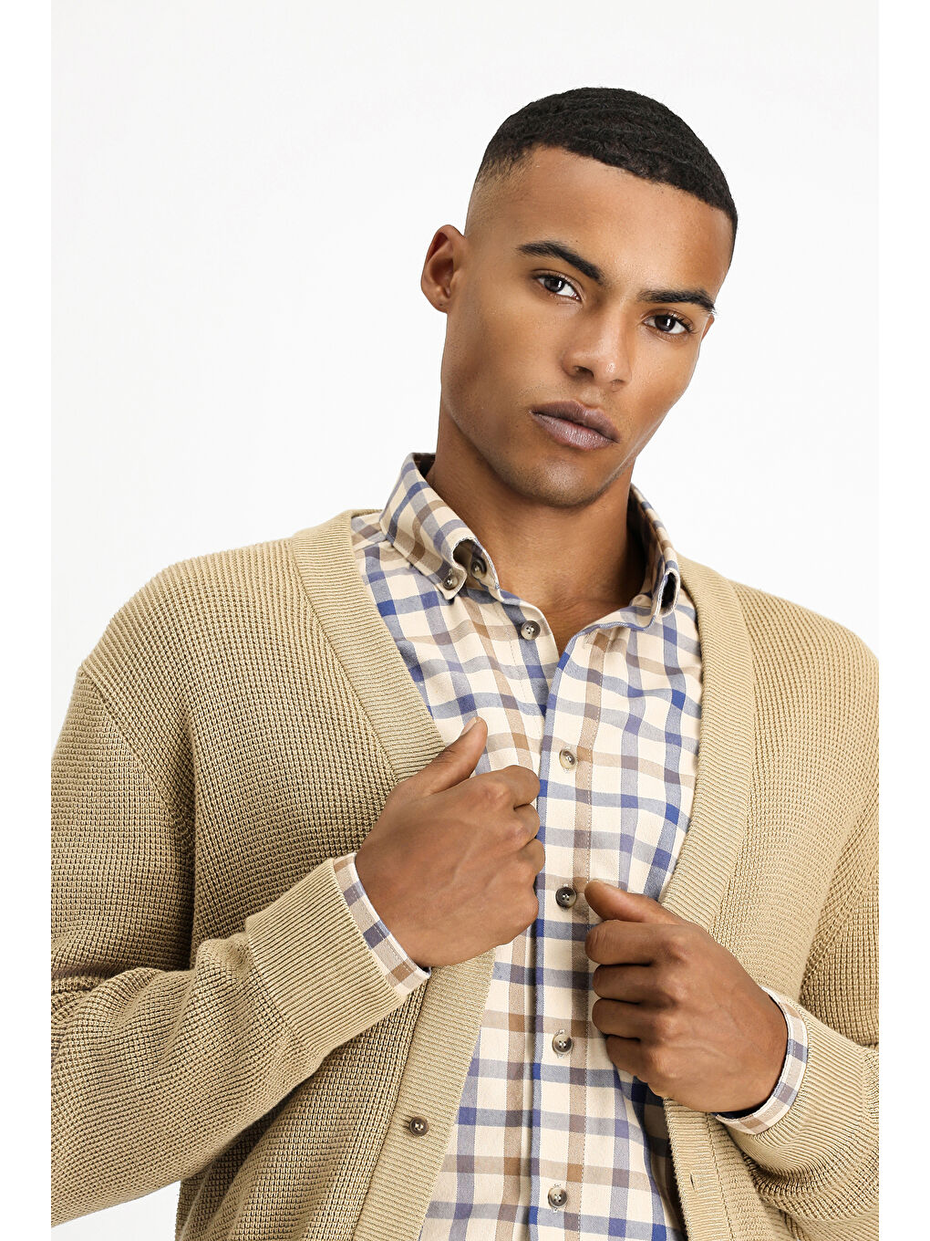 Bej Oversize Pamuklu Triko Hırka-2