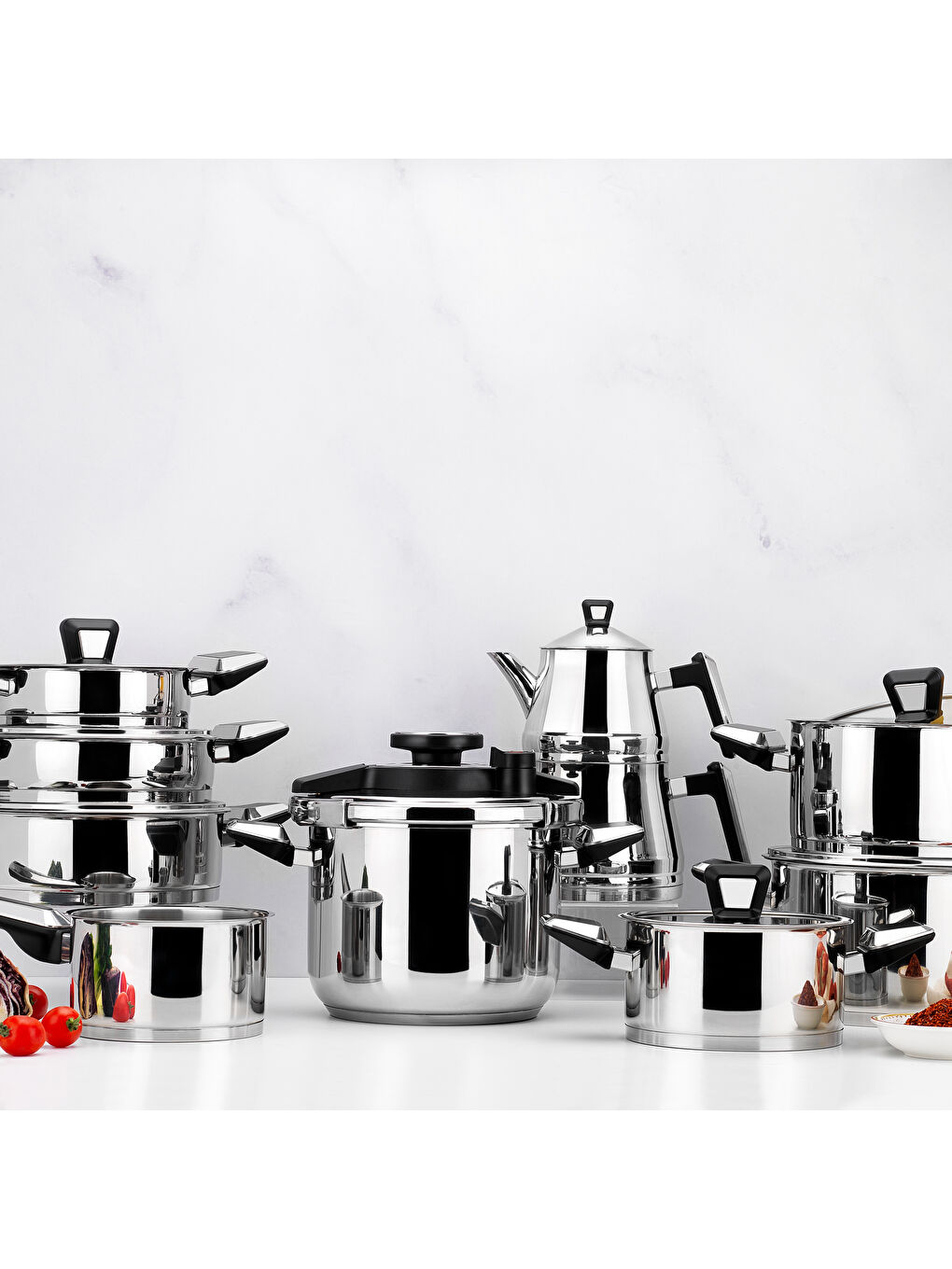 Gri Premium Çelik Çeyiz Seti 18 Parça-Inox-1