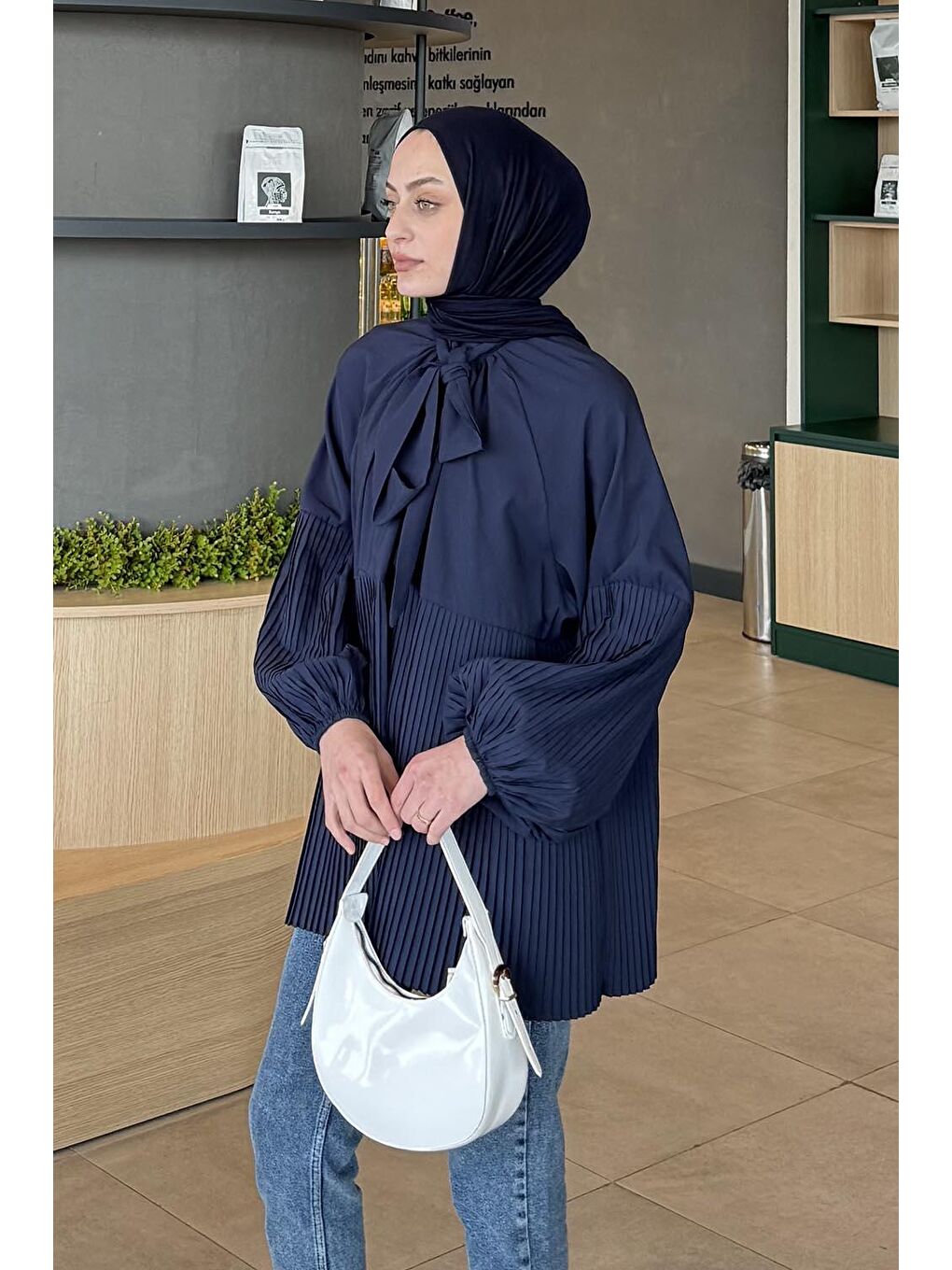 Bağlama Detaylı Tunik Lacivert-1