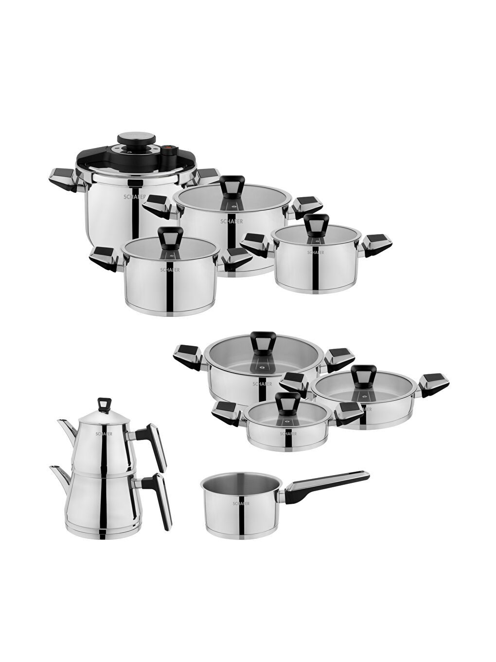 Gri Premium Çelik Çeyiz Seti 18 Parça-Inox-2