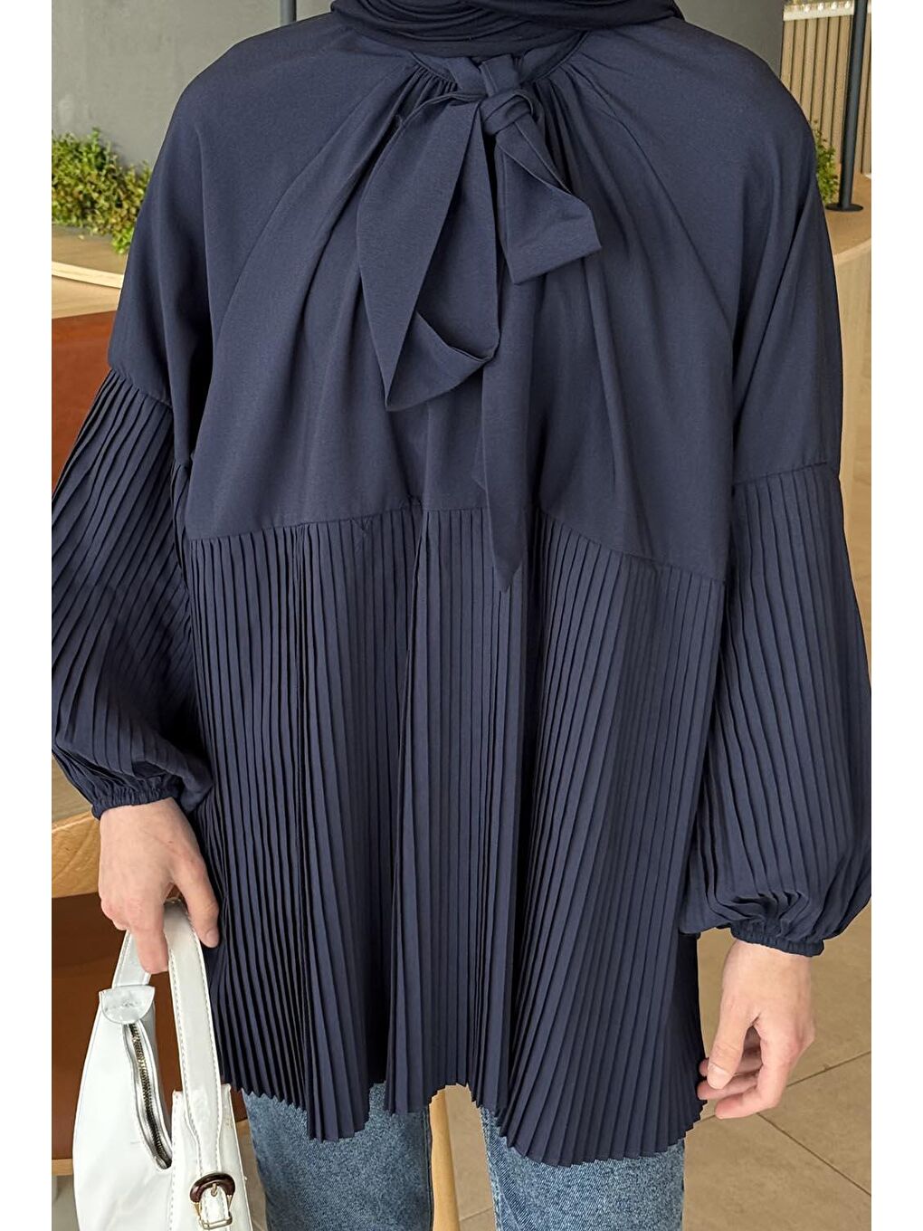 Bağlama Detaylı Tunik Lacivert-2