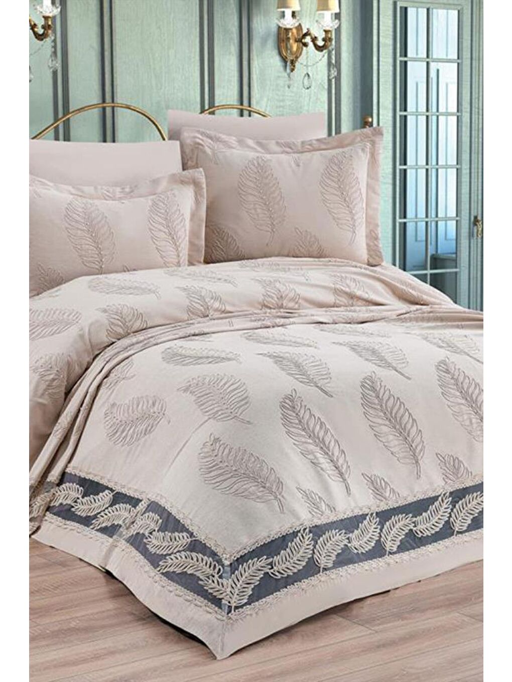 Kahverengi Çeyizdiyarı Barbara 6 Parça Şönil Pike Takımı Cappucino-2