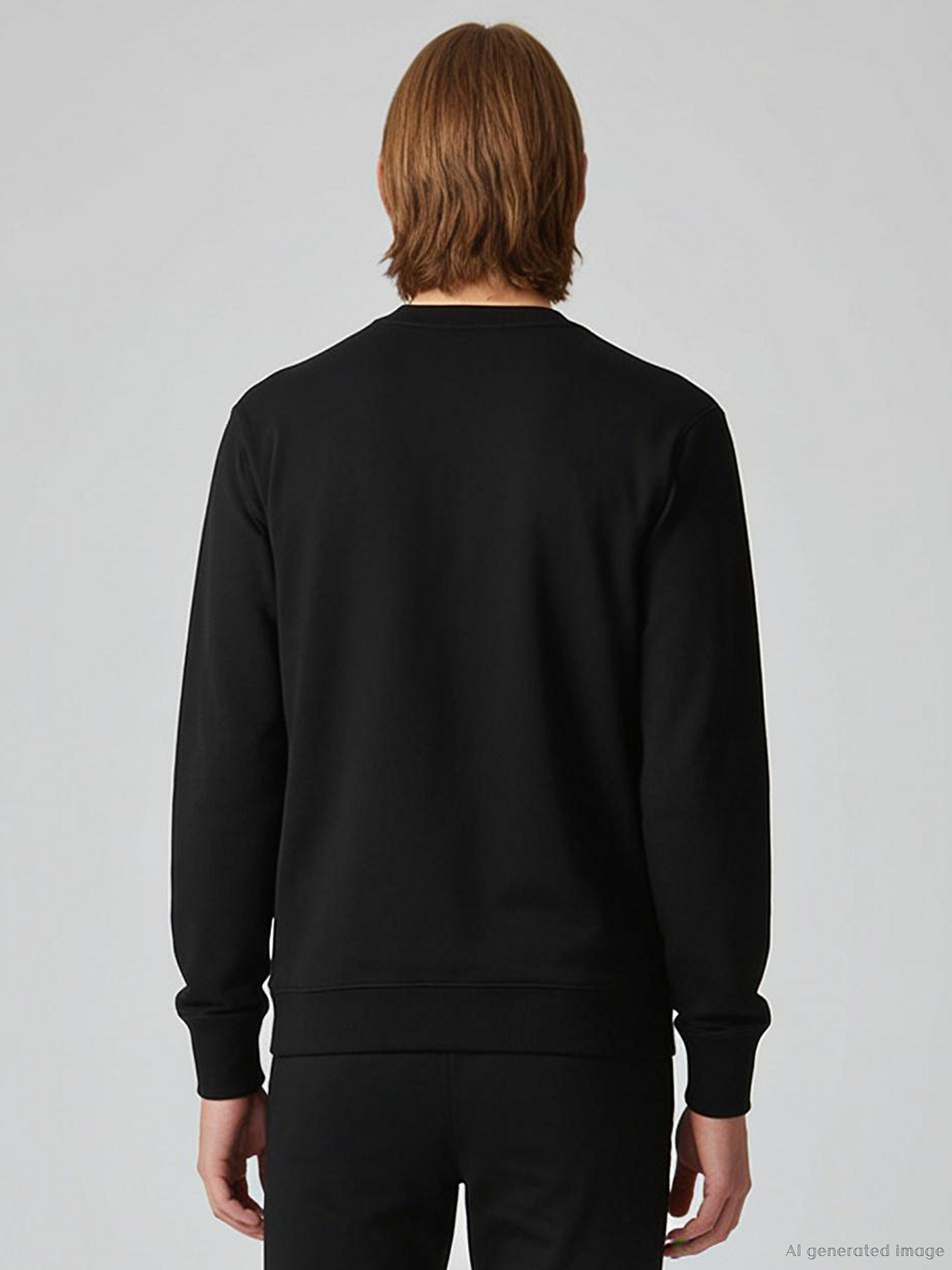 Siyah Bisiklet Yaka Erkek Çocuk Sweatshirt-1