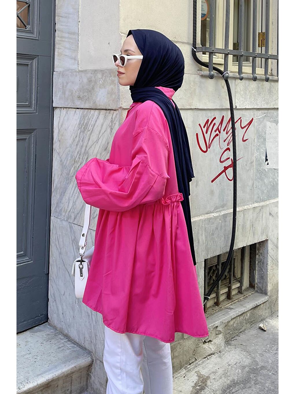 Lopez Balon Kol Tunik Fuşya-1