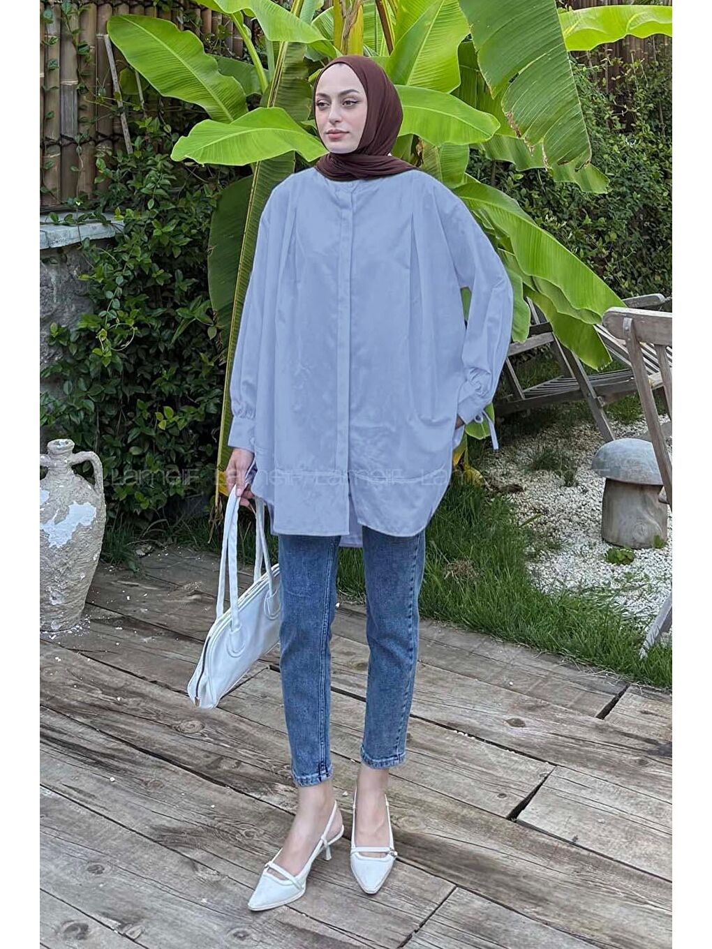 Manşeti Biyeli Tunik Bebe Mavisi