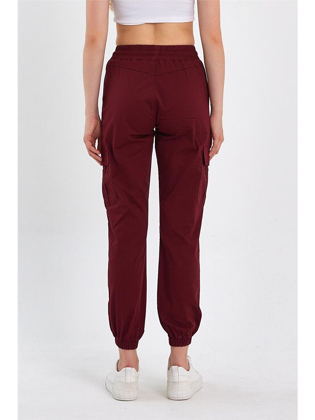 Explode Bordo Kadın Kargo Cep Paça Lastikli Jogger Jeans  Bordo - 4