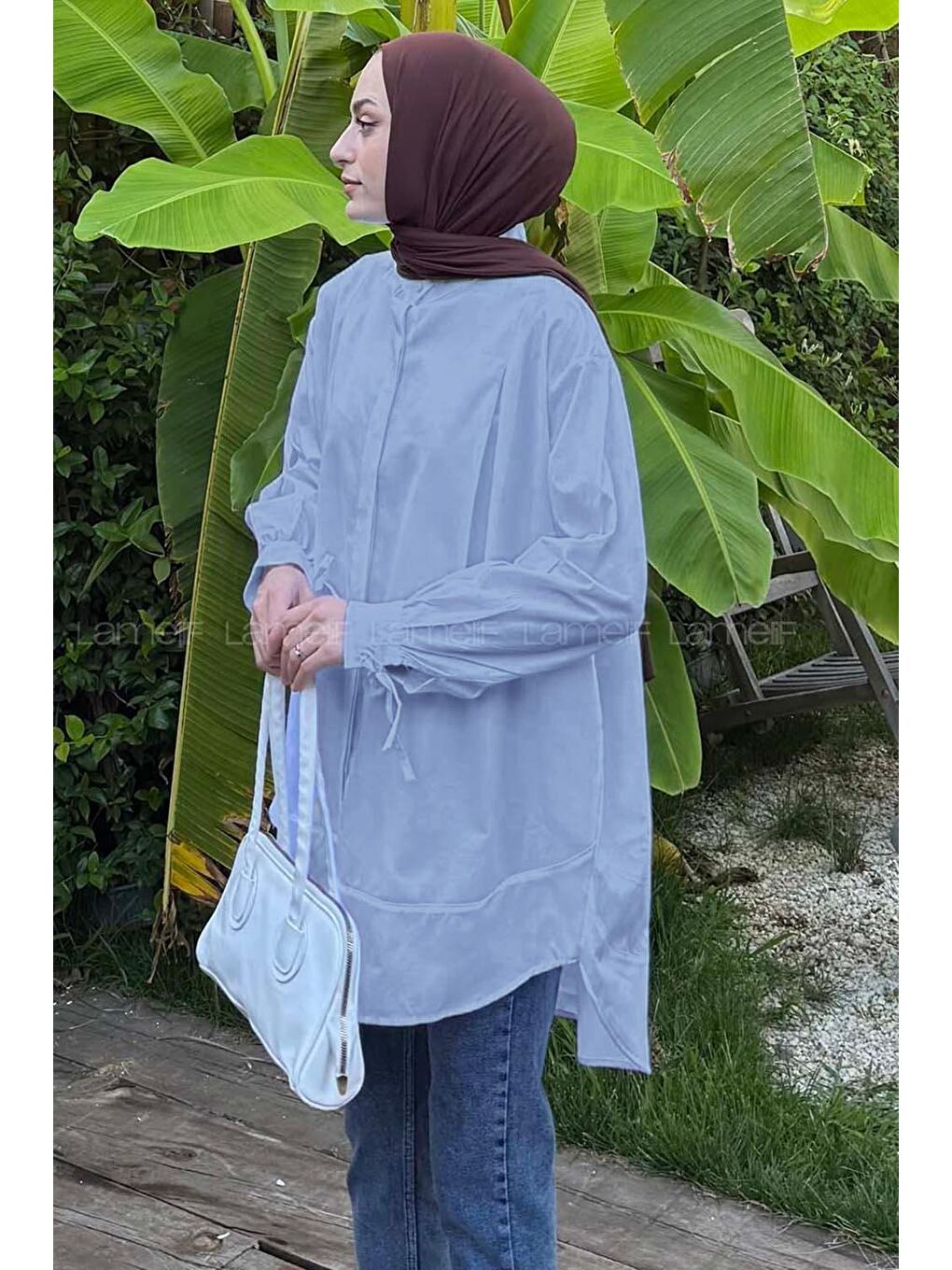 Manşeti Biyeli Tunik Bebe Mavisi-1