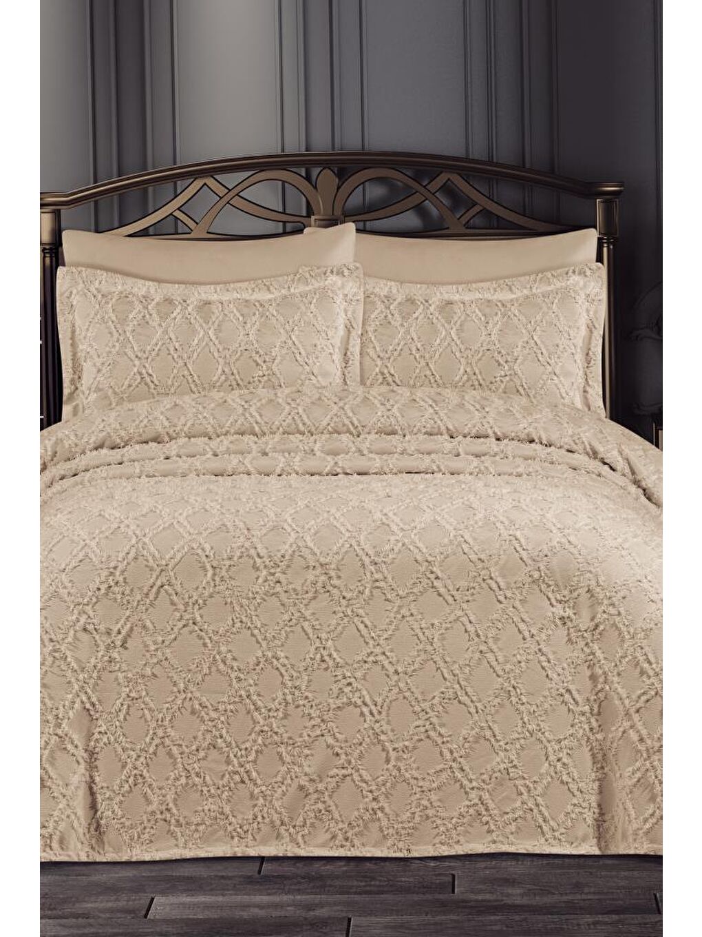 Kahverengi Çeyizdiyarı Lucca 3 Parça Pike Takımı Cappucino