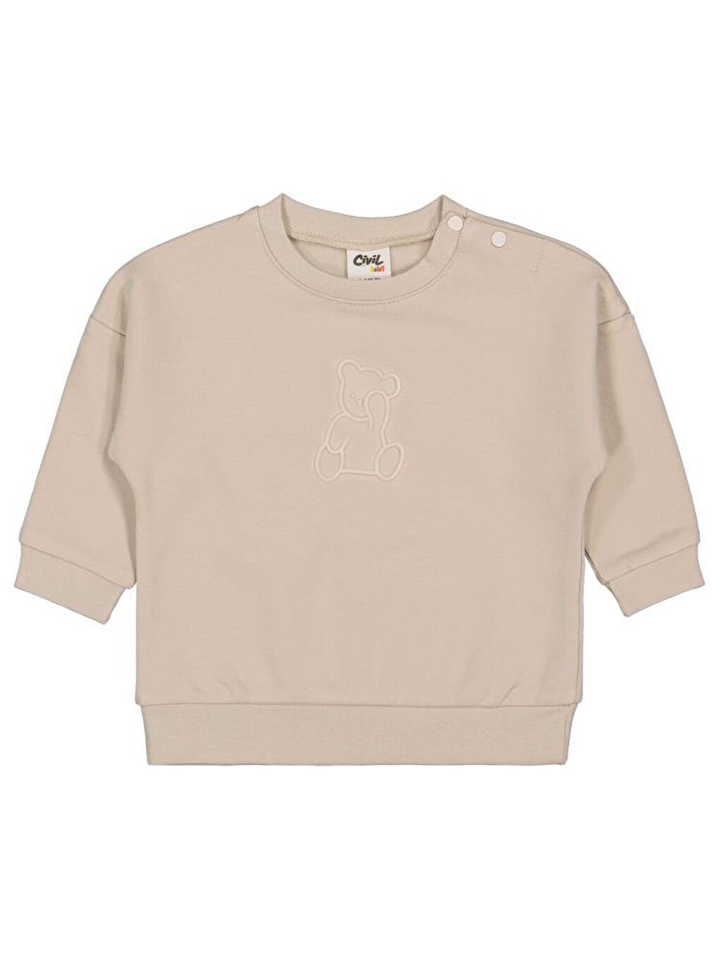 Baby Teddy Baskılı 6-18 Ay Sweatshirt - Bej 6-9 Ay