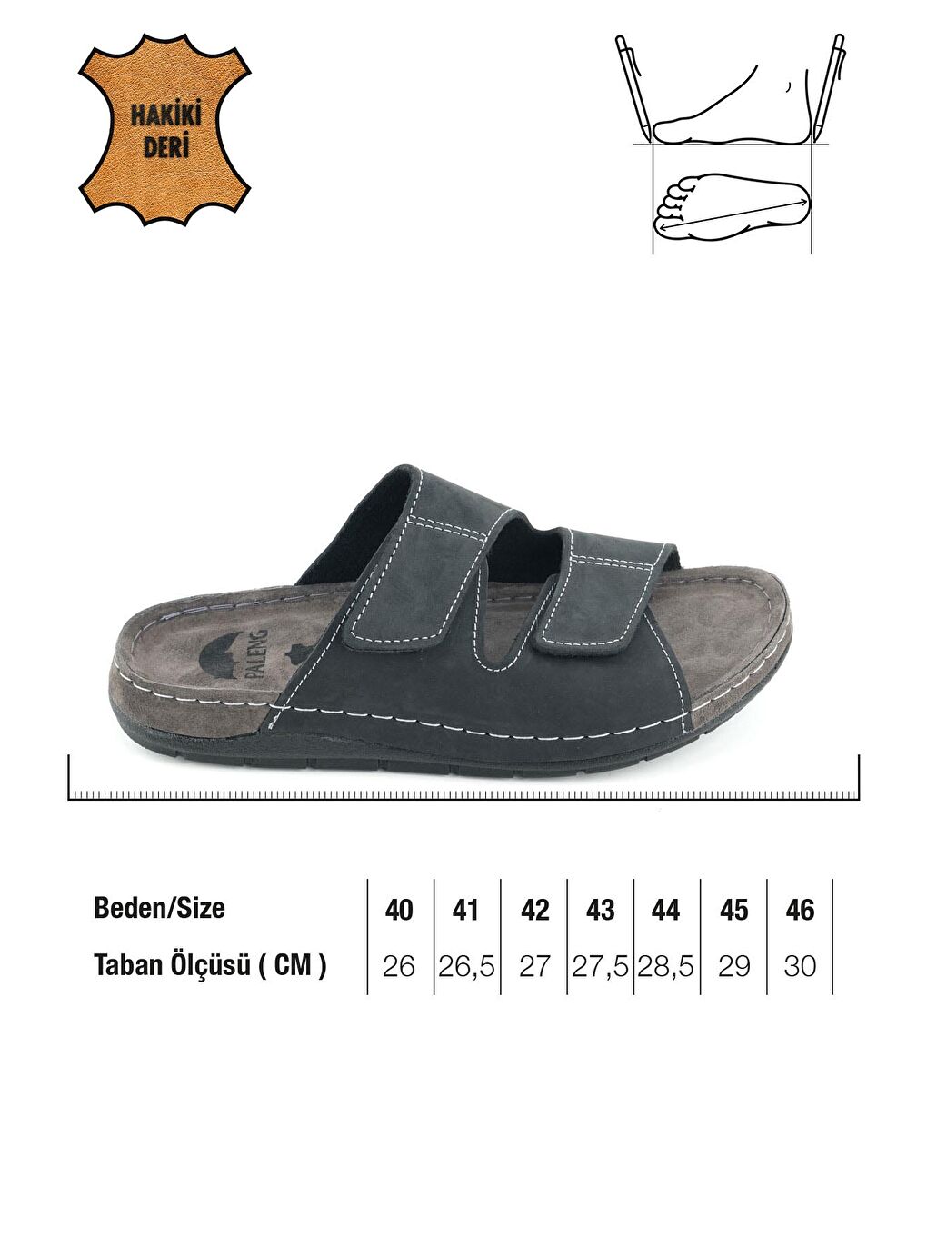 Siyah Erkek Yazlık İç Dış Hakiki Deri Günlük Terlik-1