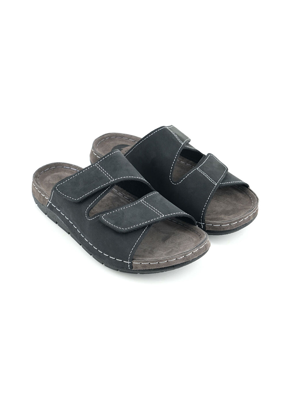 Siyah Erkek Yazlık İç Dış Hakiki Deri Günlük Terlik-2