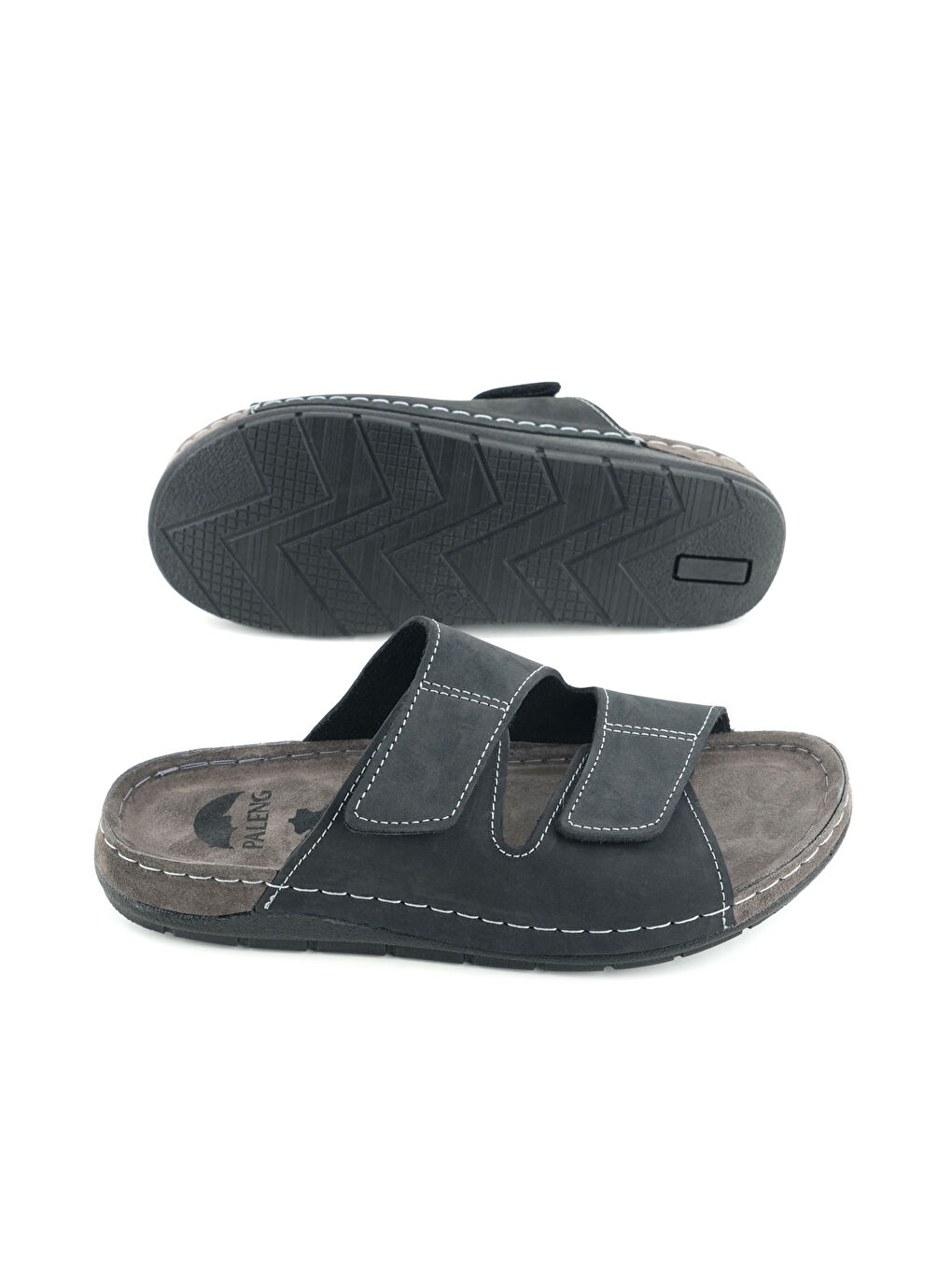 Siyah Erkek Yazlık İç Dış Hakiki Deri Günlük Terlik-4