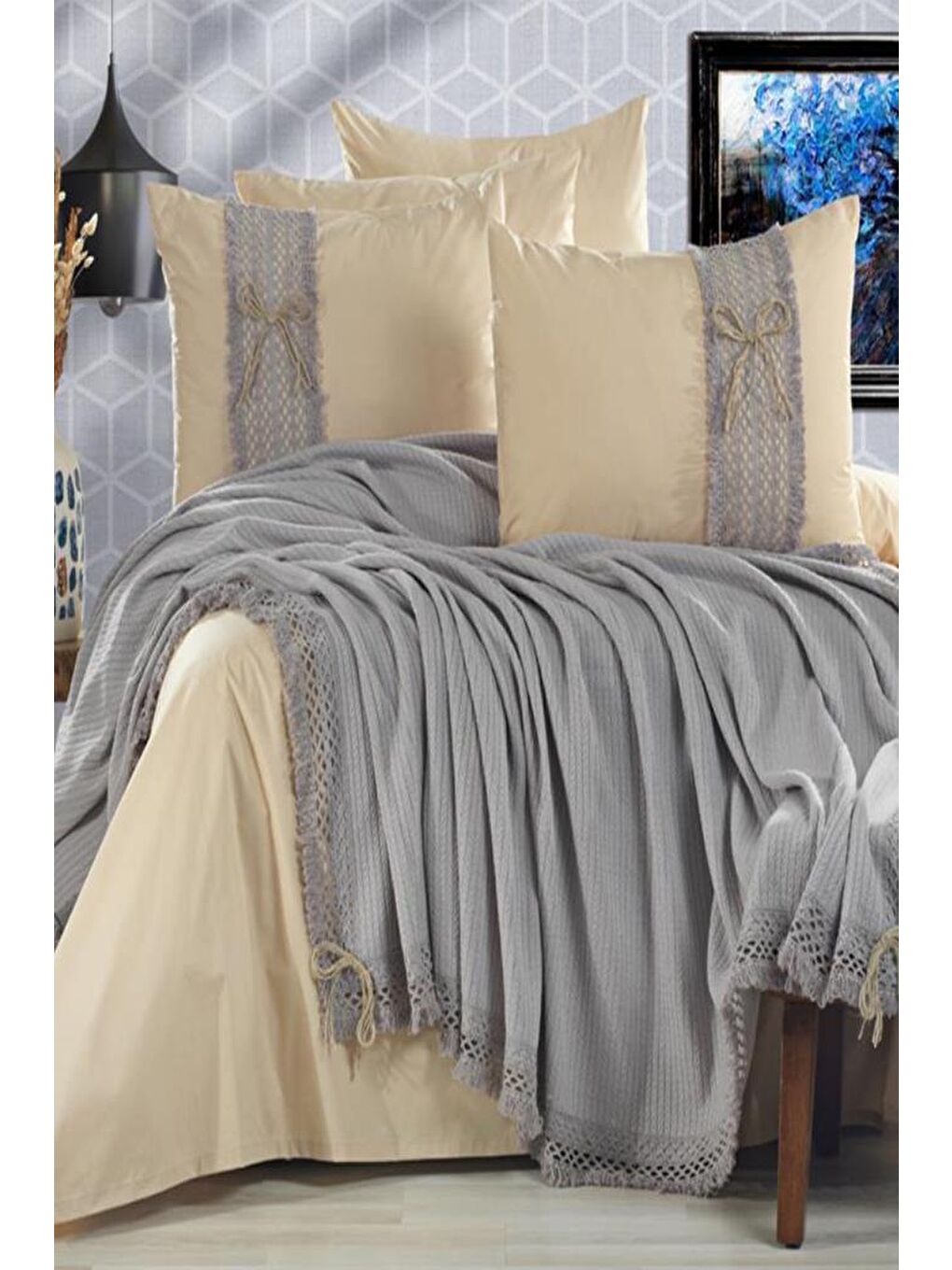 Rapunzel Pike Takımı 6 Parça Gri Bej-1