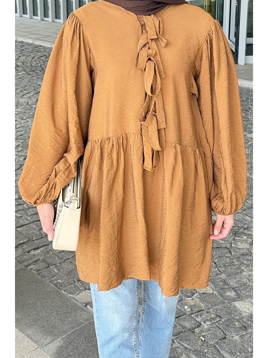 Ön Bağlamalı İki Parça Ceket Acı Kahverengi-1