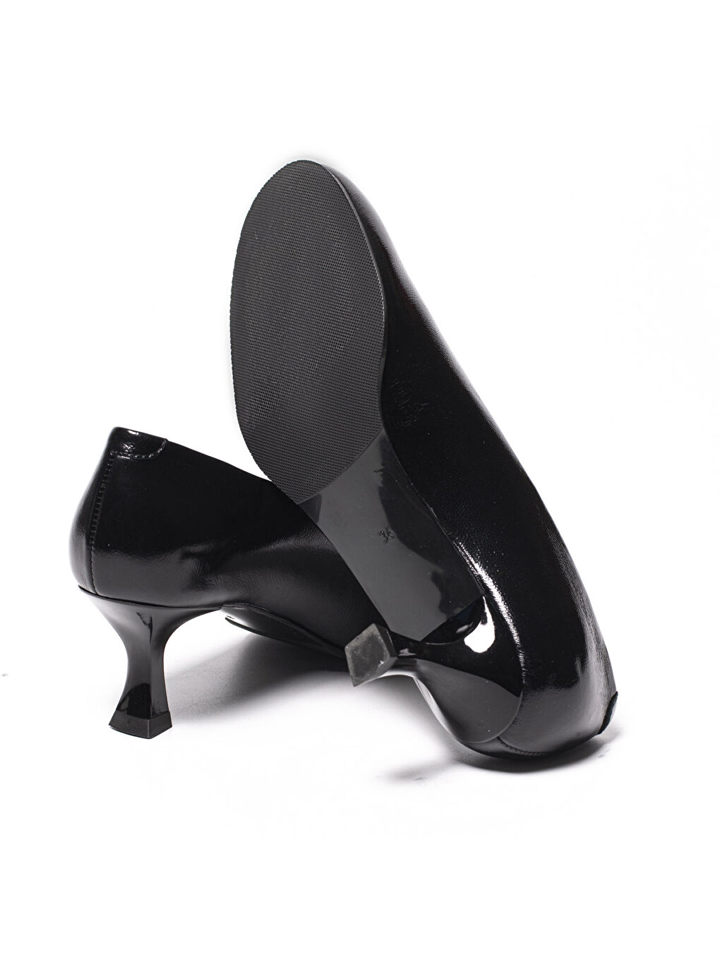 Siyah Kadın Topuklu/ Stiletto 645 01 Patent Leather Wrinkled Black C07-4