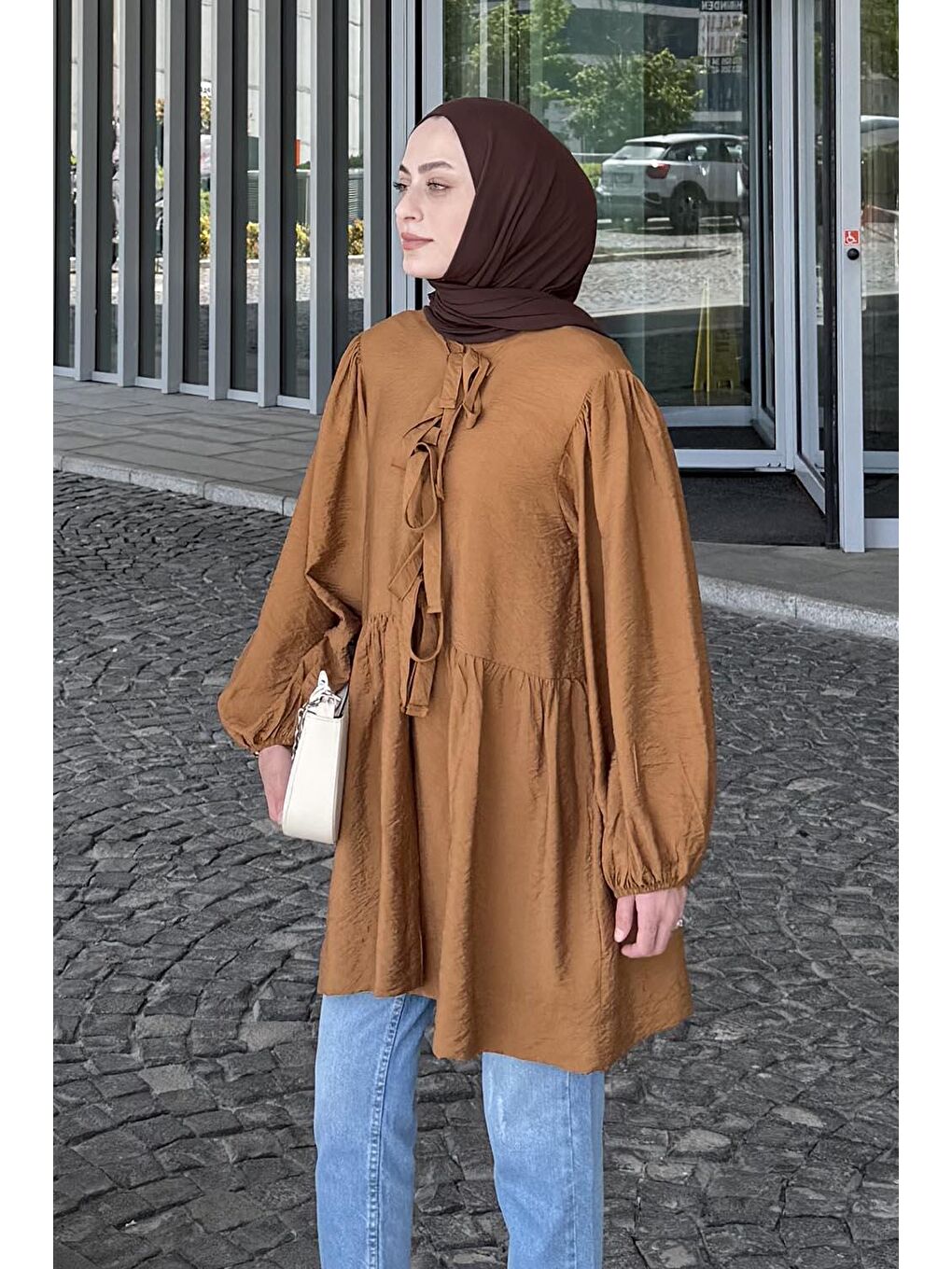 Ön Bağlamalı İki Parça Ceket Acı Kahverengi-3