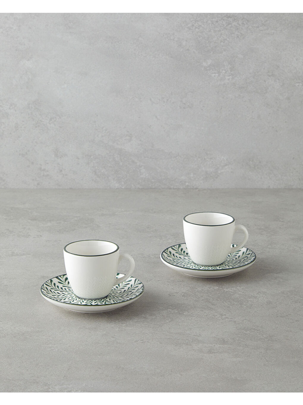 Winsome Bone Porselen 4 Parça 2 Kişilik Kahve Fincan Takımı 90 ml Yeşil