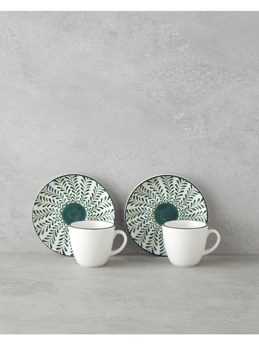Winsome Bone Porselen 4 Parça 2 Kişilik Kahve Fincan Takımı 90 ml Yeşil-1