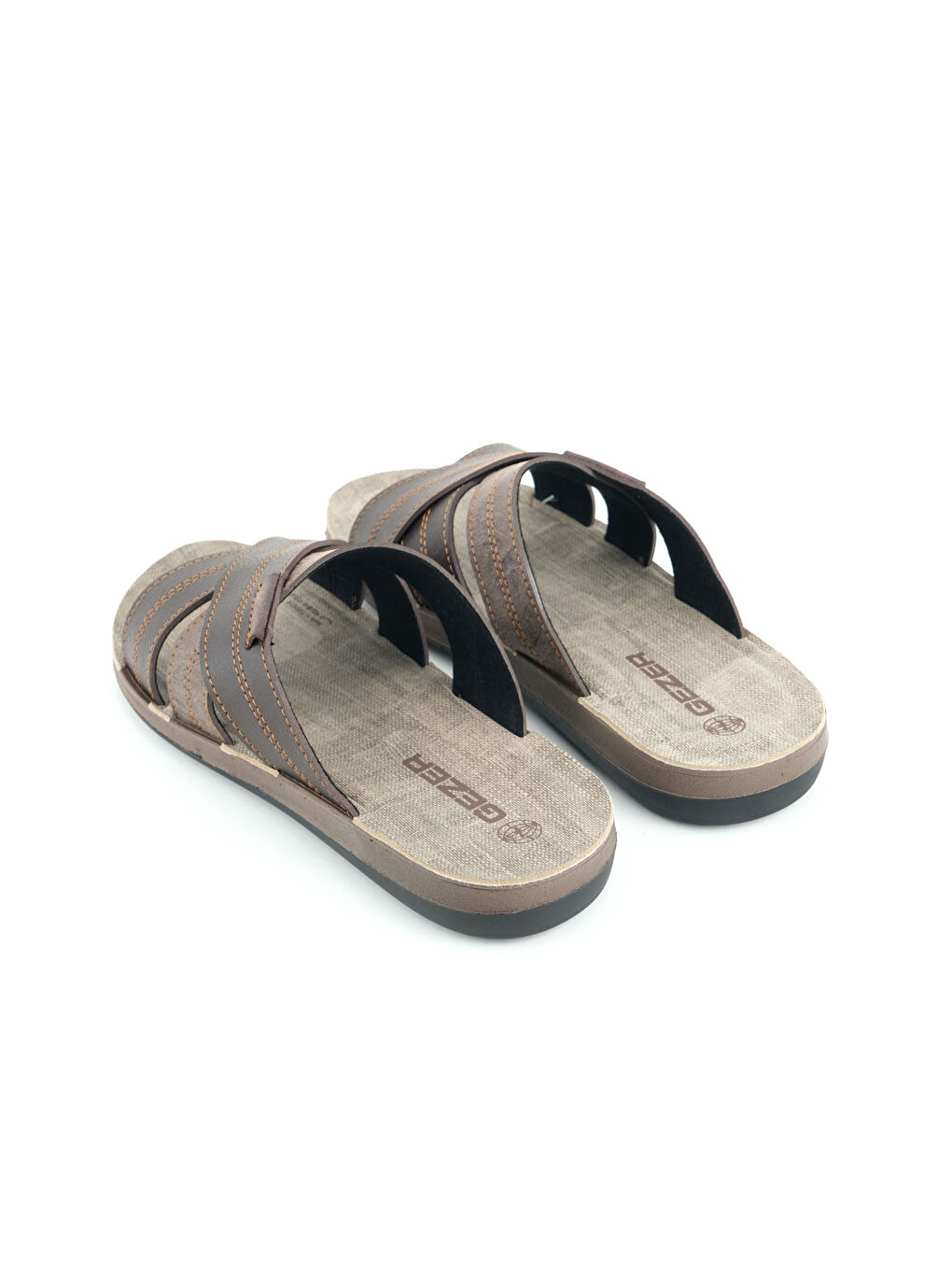 Kahverengi Yazlık Erkek Suni Deri Rahat Taban Günlük Terlik-3