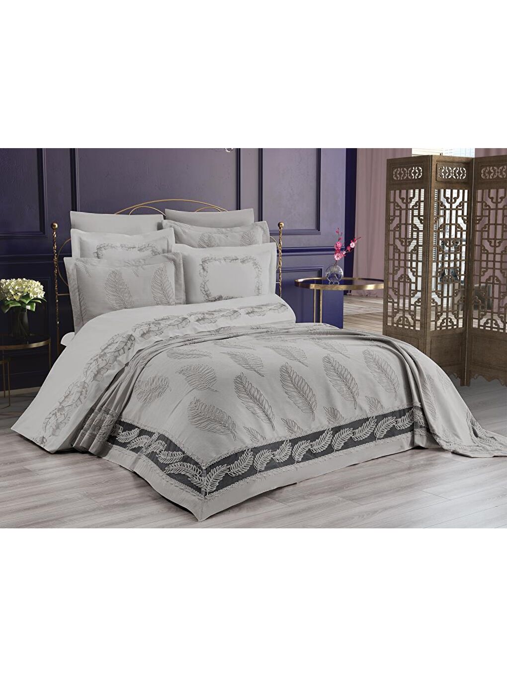 Çeyizdiyarı Milan Nevresimli Pike Takımı Gri