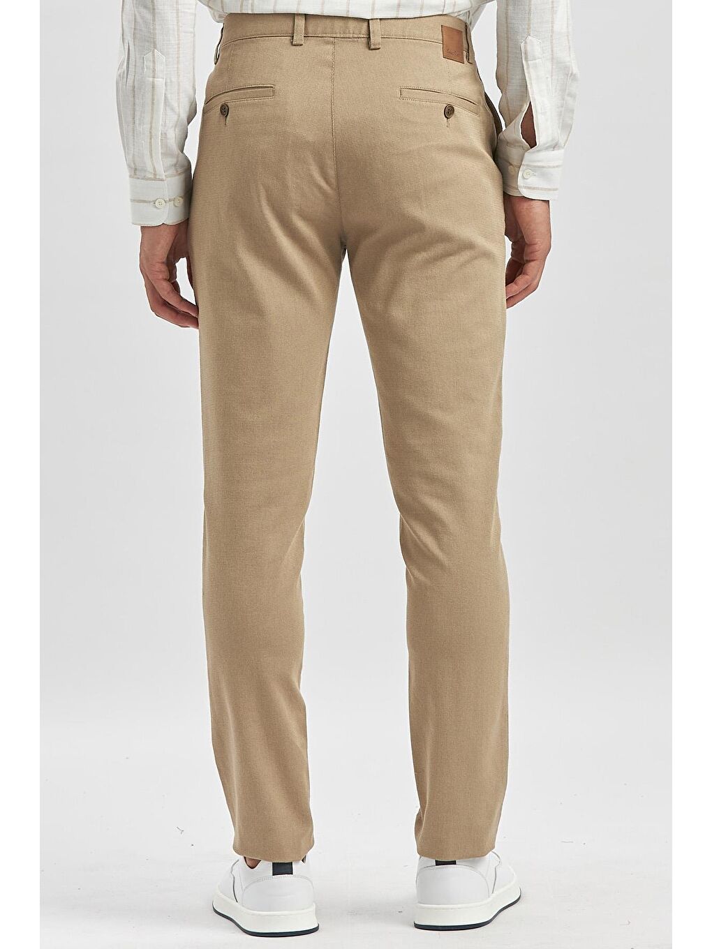 Bej Pamuklu Yandan Cepli Casual Slim Fit Chino Pantolon 1003240168-4