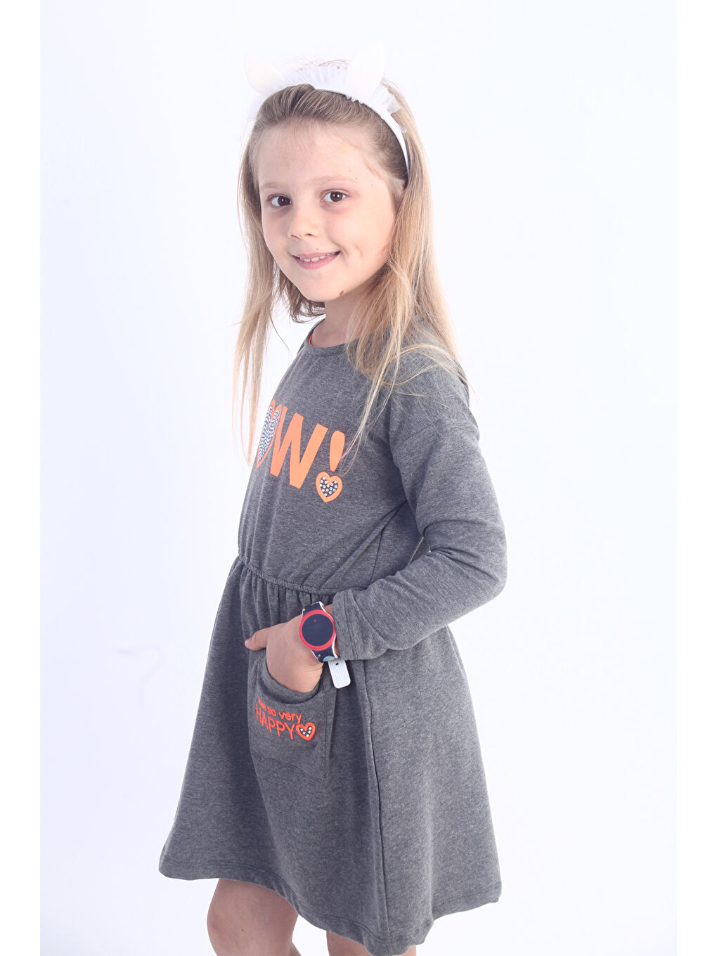 Antrasit Kız Çocuk Now! Baskılı Elbise-2