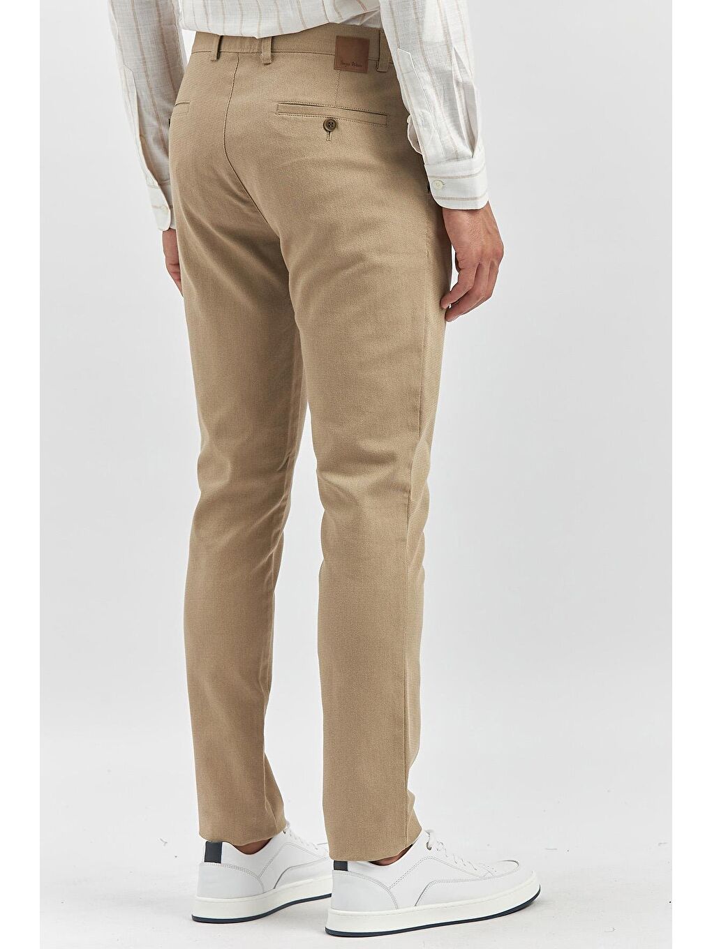 Bej Pamuklu Yandan Cepli Casual Slim Fit Chino Pantolon 1003240168-5